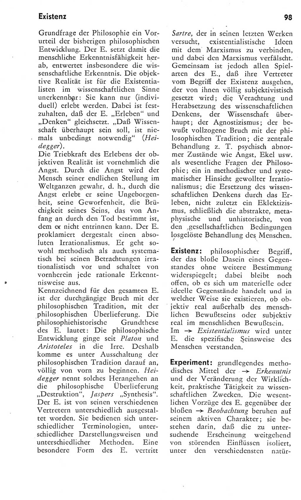 Kleines Wörterbuch der marxistisch-leninistischen Philosophie [Deutsche Demokratische Republik (DDR)] 1975, Seite 98 (Kl. Wb. ML Phil. DDR 1975, S. 98)