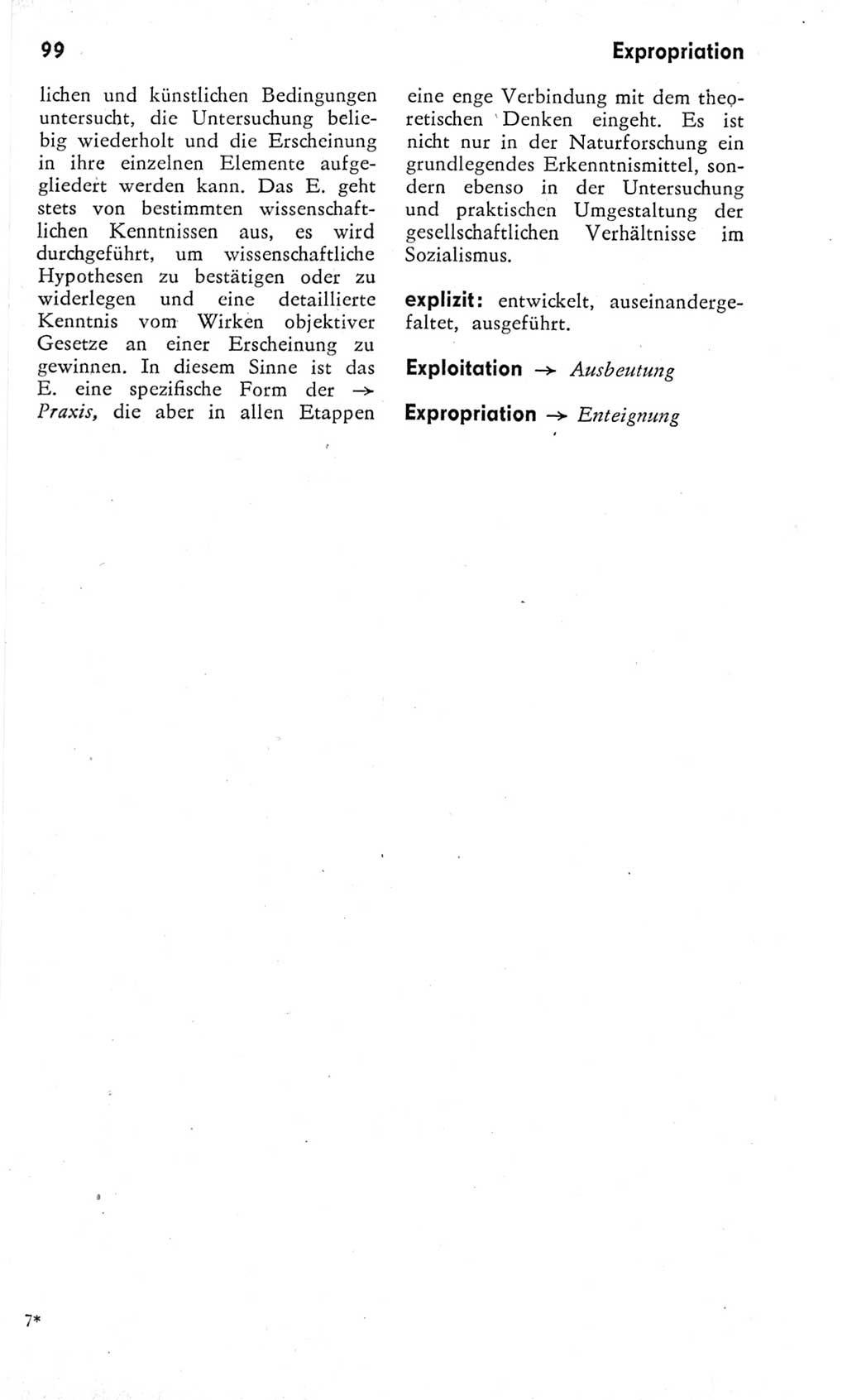 Kleines Wörterbuch der marxistisch-leninistischen Philosophie [Deutsche Demokratische Republik (DDR)] 1975, Seite 99 (Kl. Wb. ML Phil. DDR 1975, S. 99)