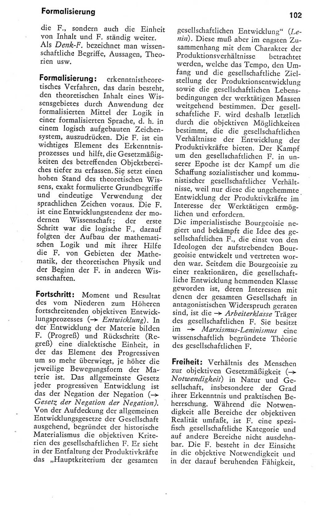 Kleines Wörterbuch der marxistisch-leninistischen Philosophie [Deutsche Demokratische Republik (DDR)] 1975, Seite 102 (Kl. Wb. ML Phil. DDR 1975, S. 102)