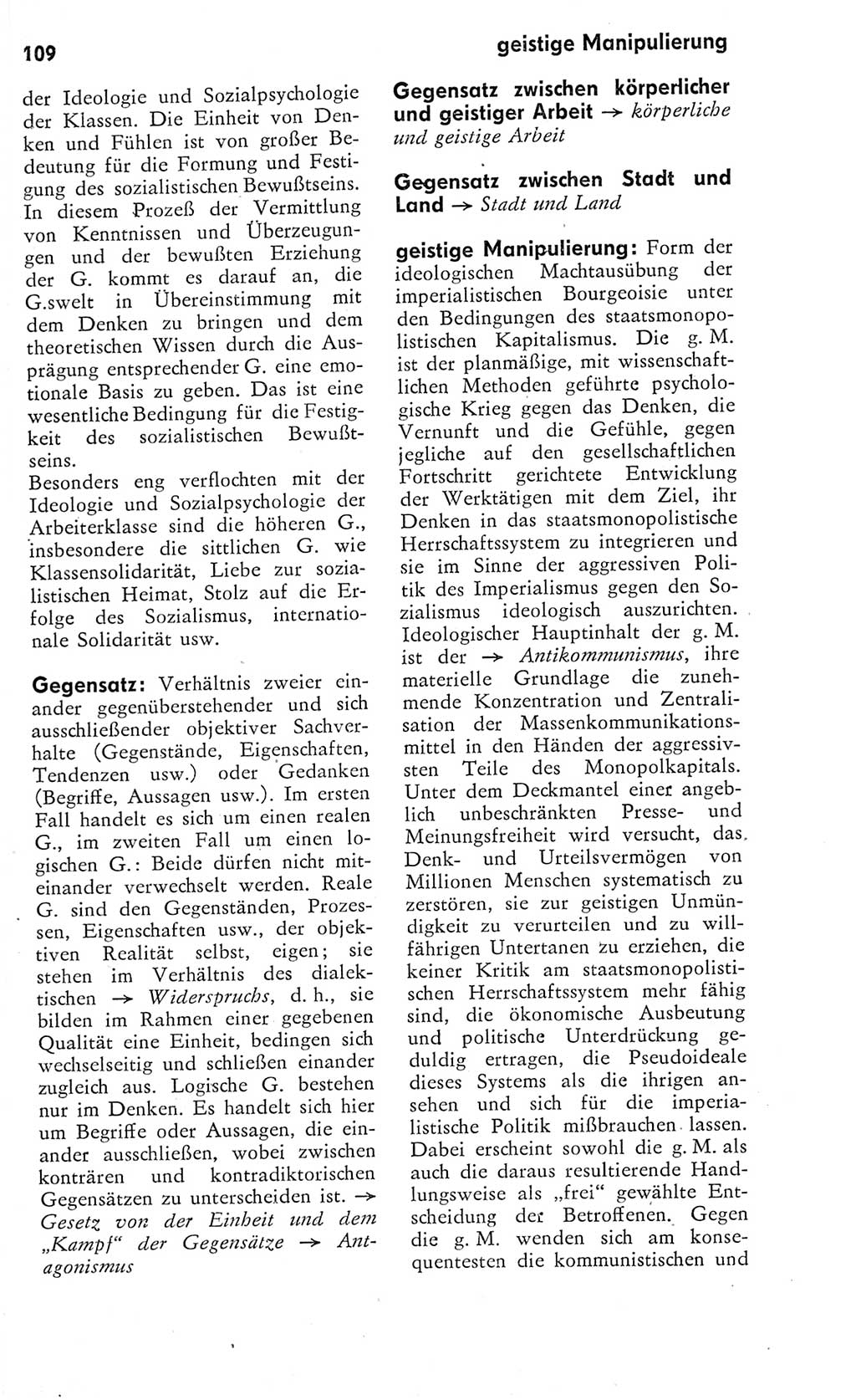 Kleines Wörterbuch der marxistisch-leninistischen Philosophie [Deutsche Demokratische Republik (DDR)] 1975, Seite 109 (Kl. Wb. ML Phil. DDR 1975, S. 109)