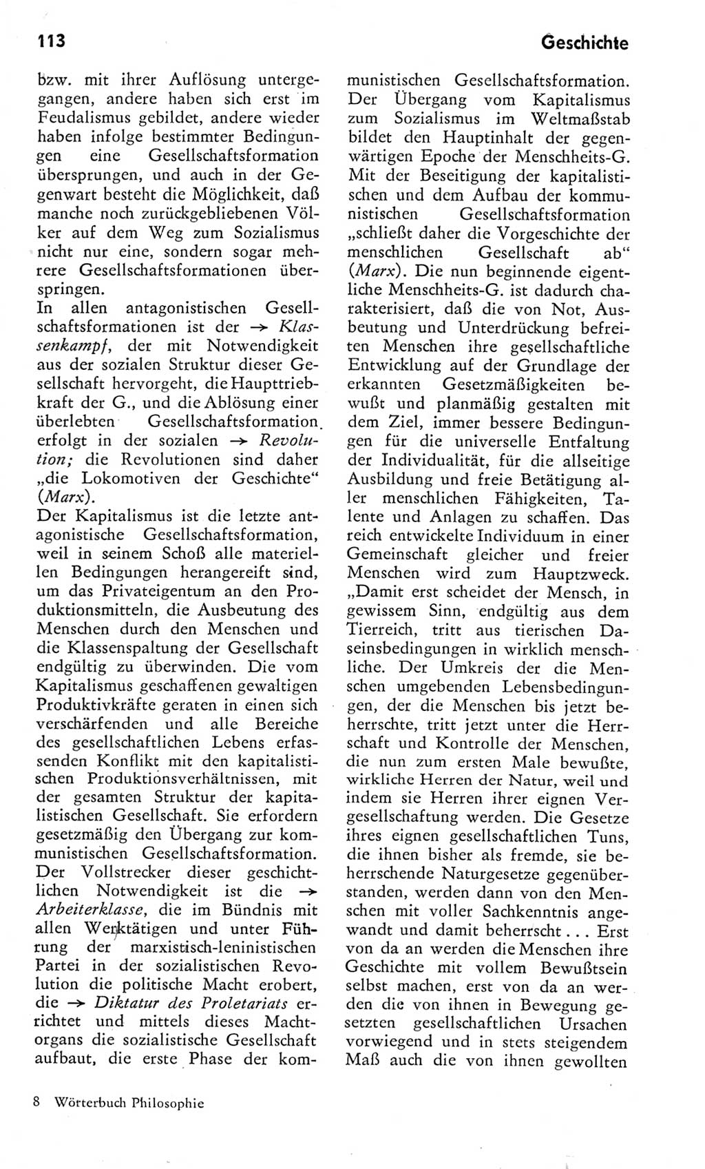 Kleines Wörterbuch der marxistisch-leninistischen Philosophie [Deutsche Demokratische Republik (DDR)] 1975, Seite 113 (Kl. Wb. ML Phil. DDR 1975, S. 113)