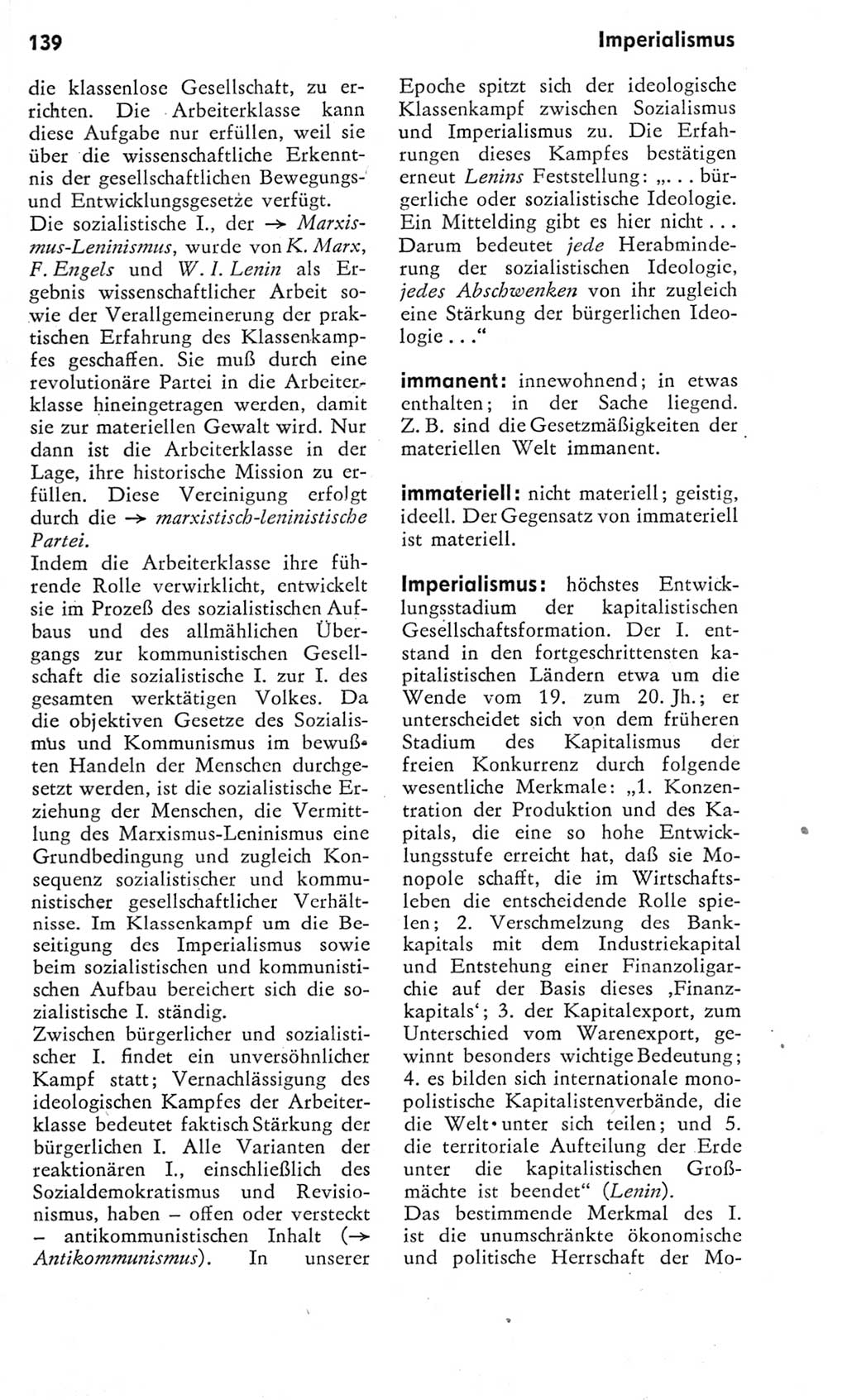 Kleines Wörterbuch der marxistisch-leninistischen Philosophie [Deutsche Demokratische Republik (DDR)] 1975, Seite 139 (Kl. Wb. ML Phil. DDR 1975, S. 139)