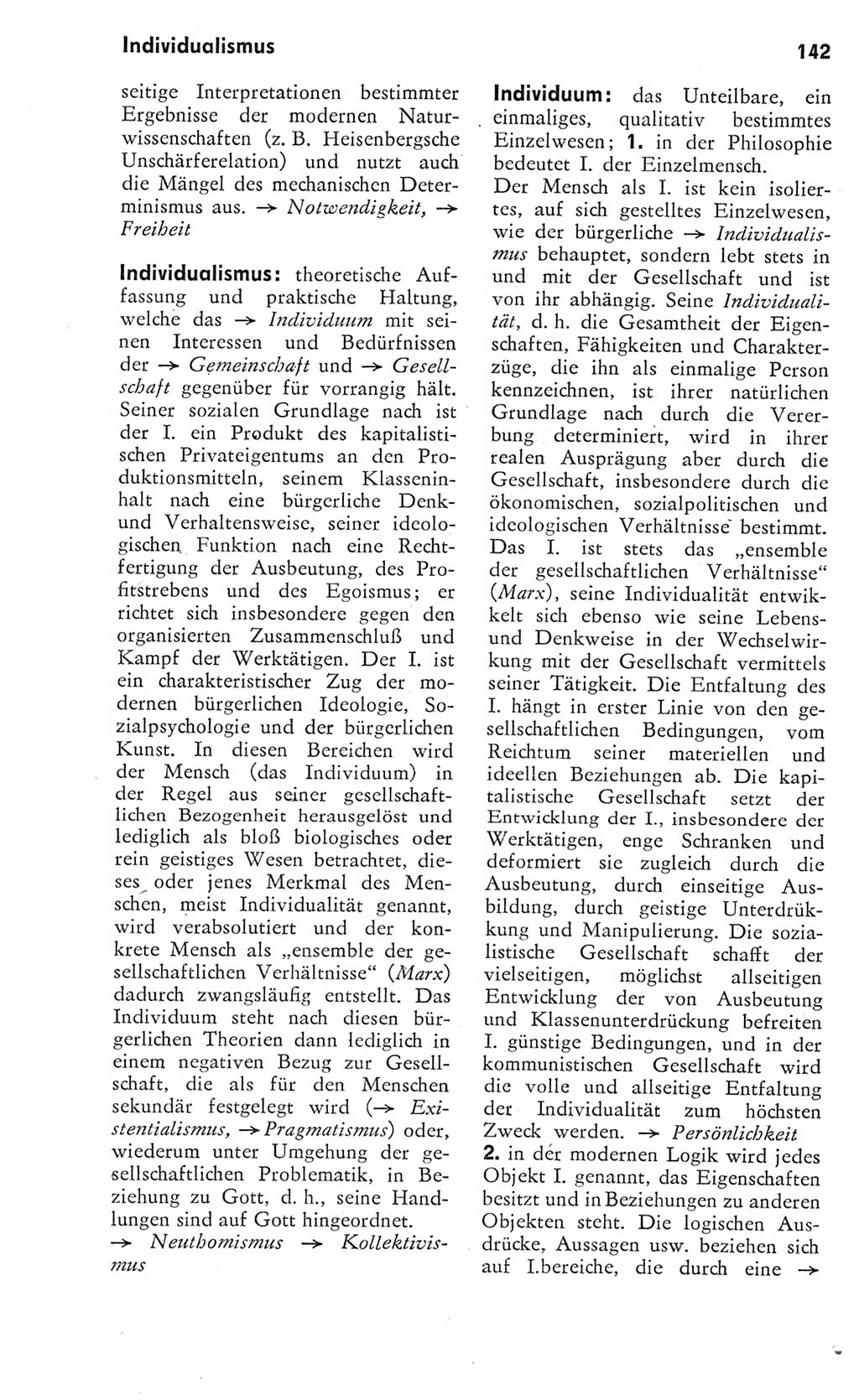 Kleines Wörterbuch der marxistisch-leninistischen Philosophie [Deutsche Demokratische Republik (DDR)] 1975, Seite 142 (Kl. Wb. ML Phil. DDR 1975, S. 142)