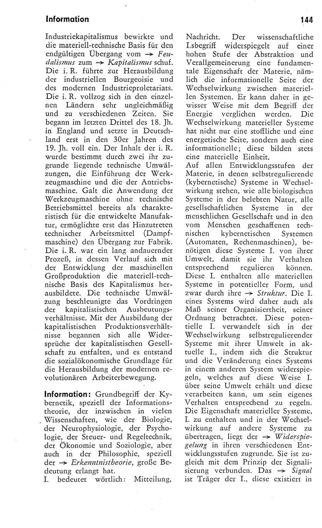 Kleines Wörterbuch der marxistisch-leninistischen Philosophie [Deutsche Demokratische Republik (DDR)] 1975, Seite 144 (Kl. Wb. ML Phil. DDR 1975, S. 144)