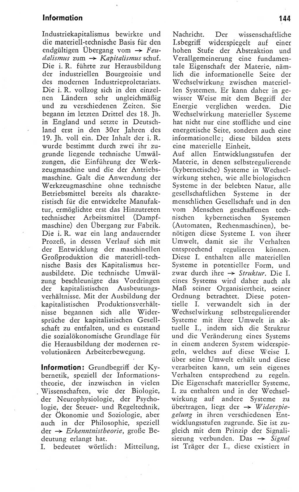 Kleines Wörterbuch der marxistisch-leninistischen Philosophie [Deutsche Demokratische Republik (DDR)] 1975, Seite 144 (Kl. Wb. ML Phil. DDR 1975, S. 144)