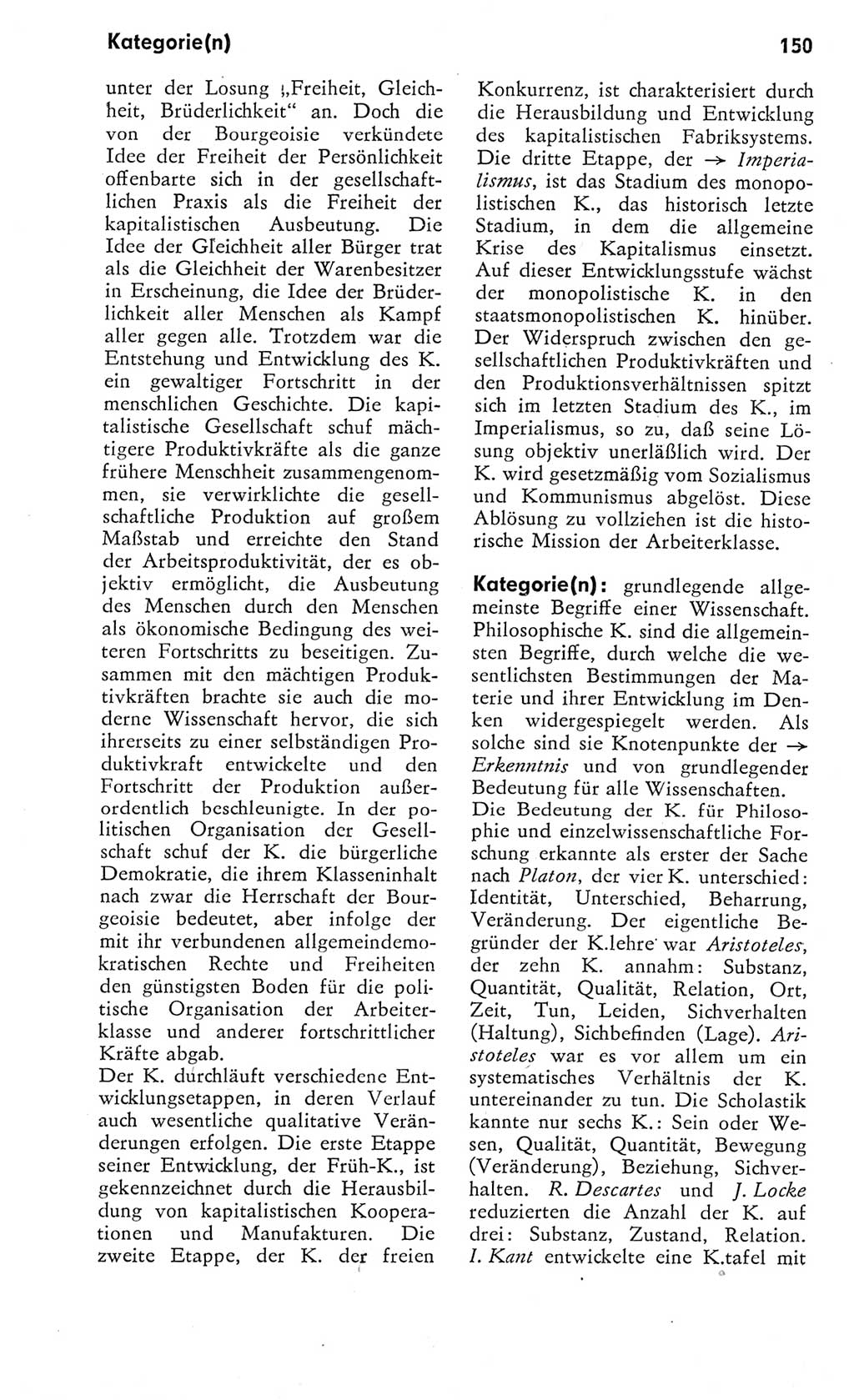 Kleines Wörterbuch der marxistisch-leninistischen Philosophie [Deutsche Demokratische Republik (DDR)] 1975, Seite 150 (Kl. Wb. ML Phil. DDR 1975, S. 150)