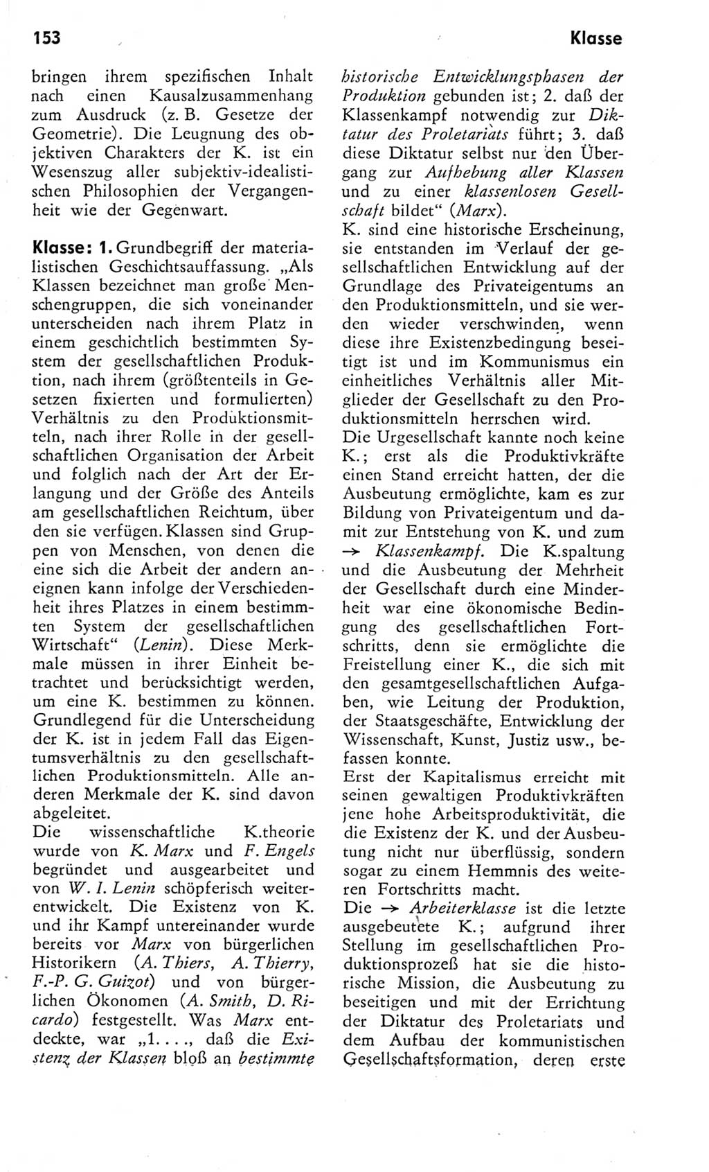 Kleines Wörterbuch der marxistisch-leninistischen Philosophie [Deutsche Demokratische Republik (DDR)] 1975, Seite 153 (Kl. Wb. ML Phil. DDR 1975, S. 153)