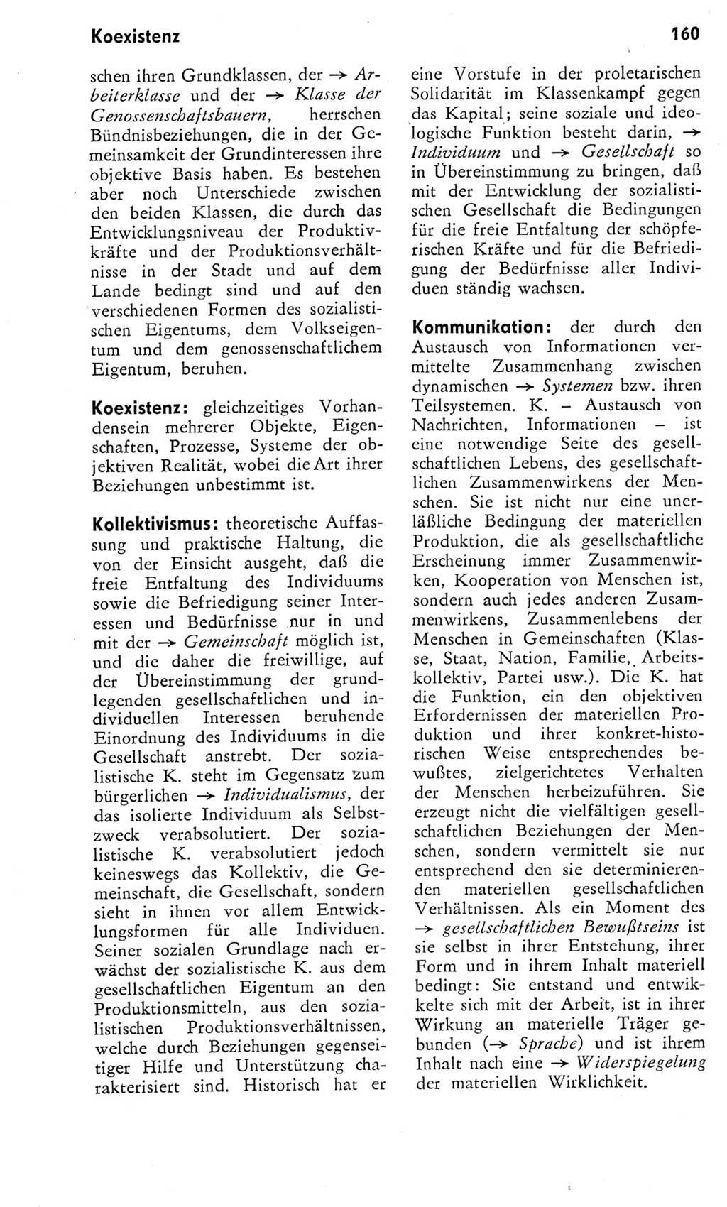 Kleines Wörterbuch der marxistisch-leninistischen Philosophie [Deutsche Demokratische Republik (DDR)] 1975, Seite 160 (Kl. Wb. ML Phil. DDR 1975, S. 160)