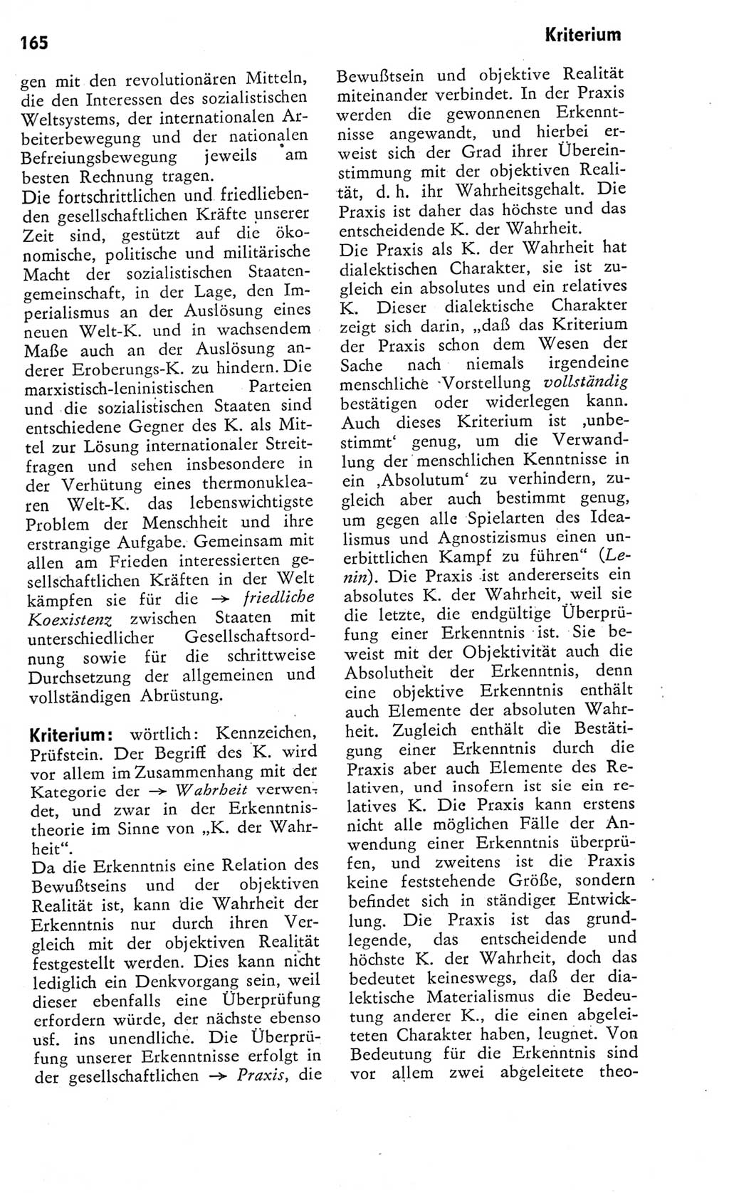 Kleines Wörterbuch der marxistisch-leninistischen Philosophie [Deutsche Demokratische Republik (DDR)] 1975, Seite 165 (Kl. Wb. ML Phil. DDR 1975, S. 165)