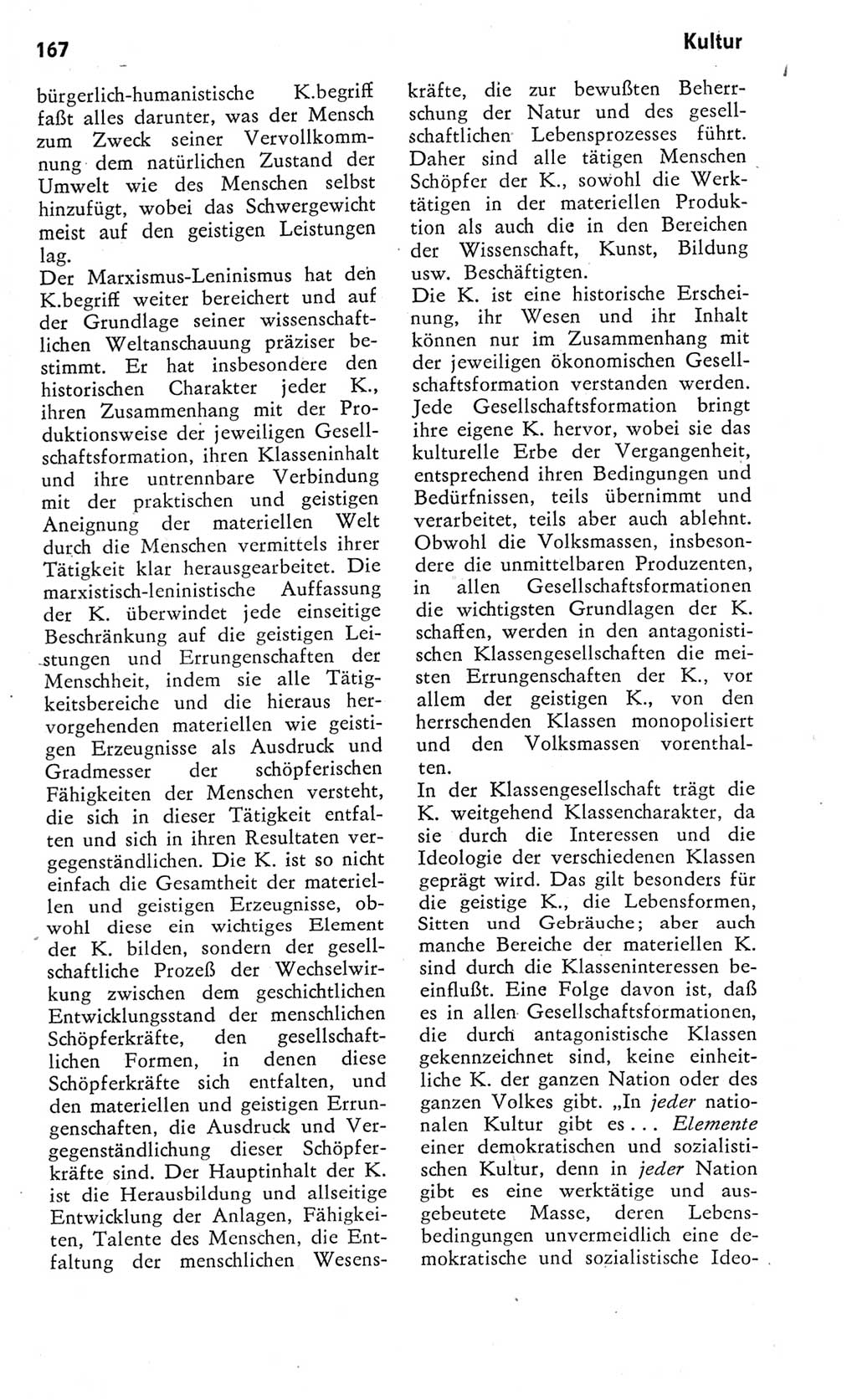 Kleines Wörterbuch der marxistisch-leninistischen Philosophie [Deutsche Demokratische Republik (DDR)] 1975, Seite 167 (Kl. Wb. ML Phil. DDR 1975, S. 167)