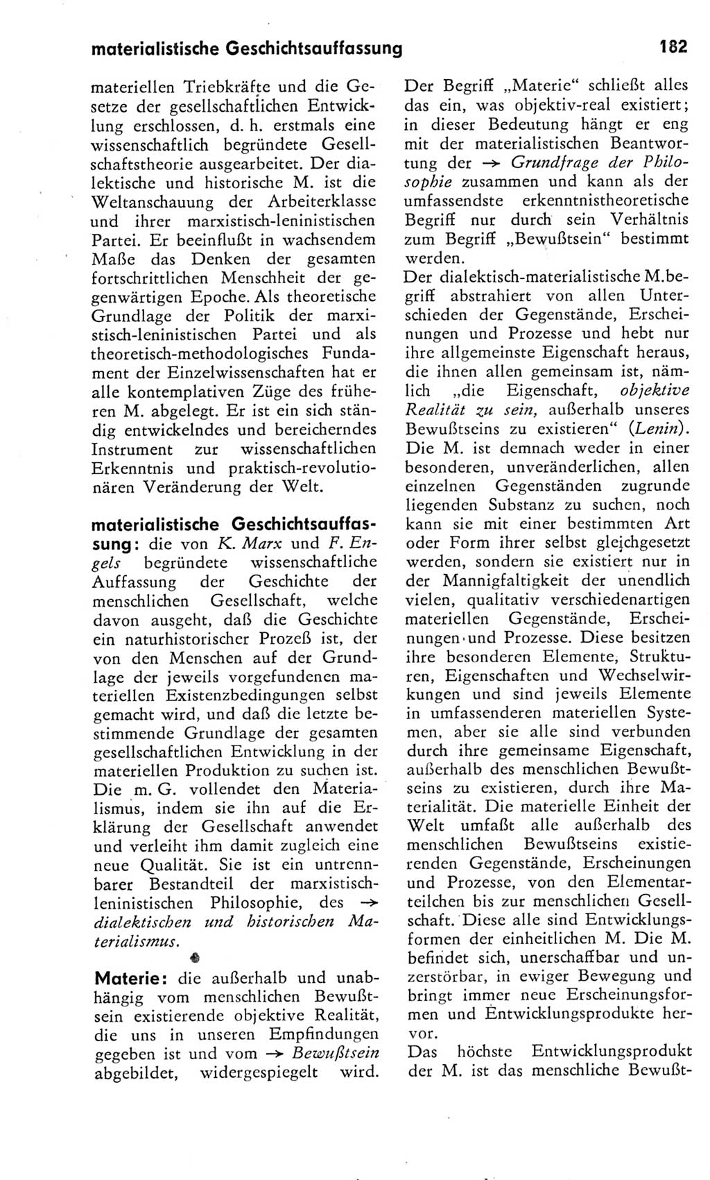 Kleines Wörterbuch der marxistisch-leninistischen Philosophie [Deutsche Demokratische Republik (DDR)] 1975, Seite 182 (Kl. Wb. ML Phil. DDR 1975, S. 182)
