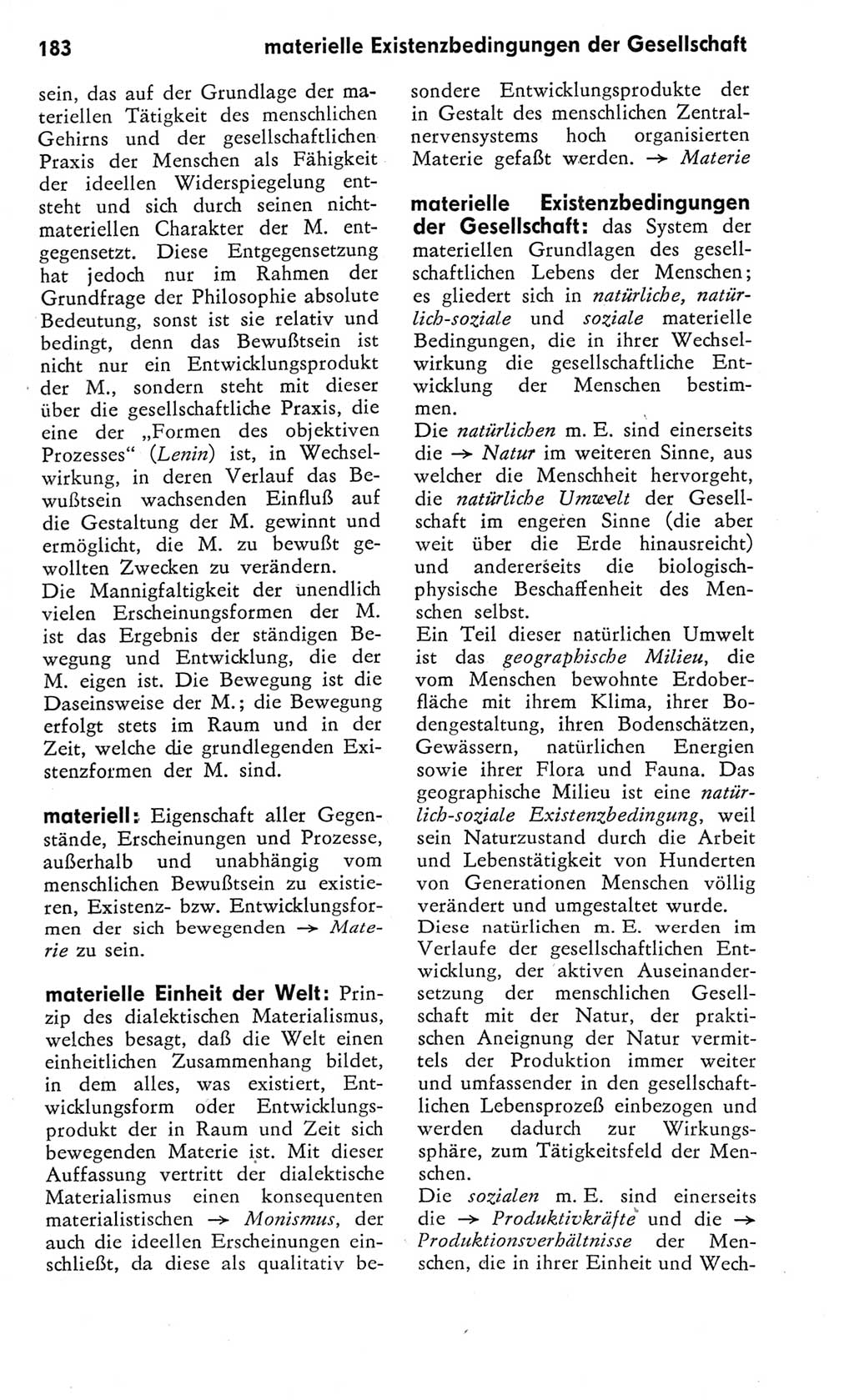 Kleines Wörterbuch der marxistisch-leninistischen Philosophie [Deutsche Demokratische Republik (DDR)] 1975, Seite 183 (Kl. Wb. ML Phil. DDR 1975, S. 183)