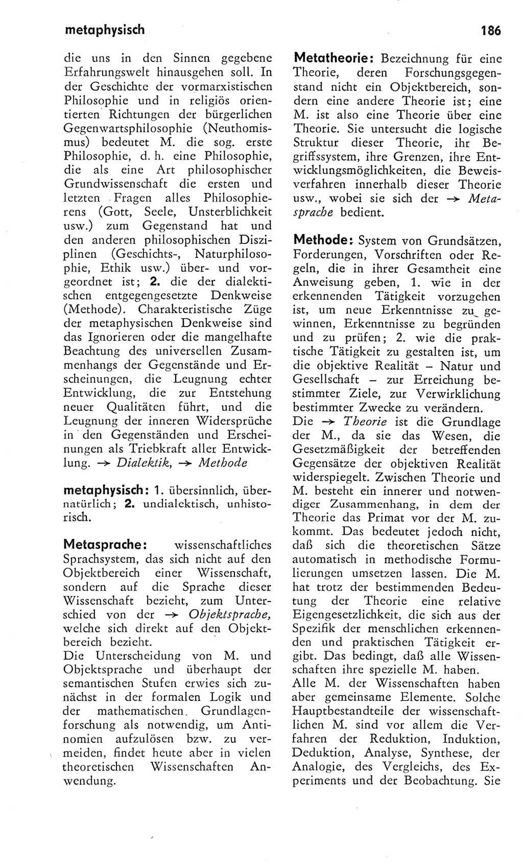 Kleines Wörterbuch der marxistisch-leninistischen Philosophie [Deutsche Demokratische Republik (DDR)] 1975, Seite 186 (Kl. Wb. ML Phil. DDR 1975, S. 186)