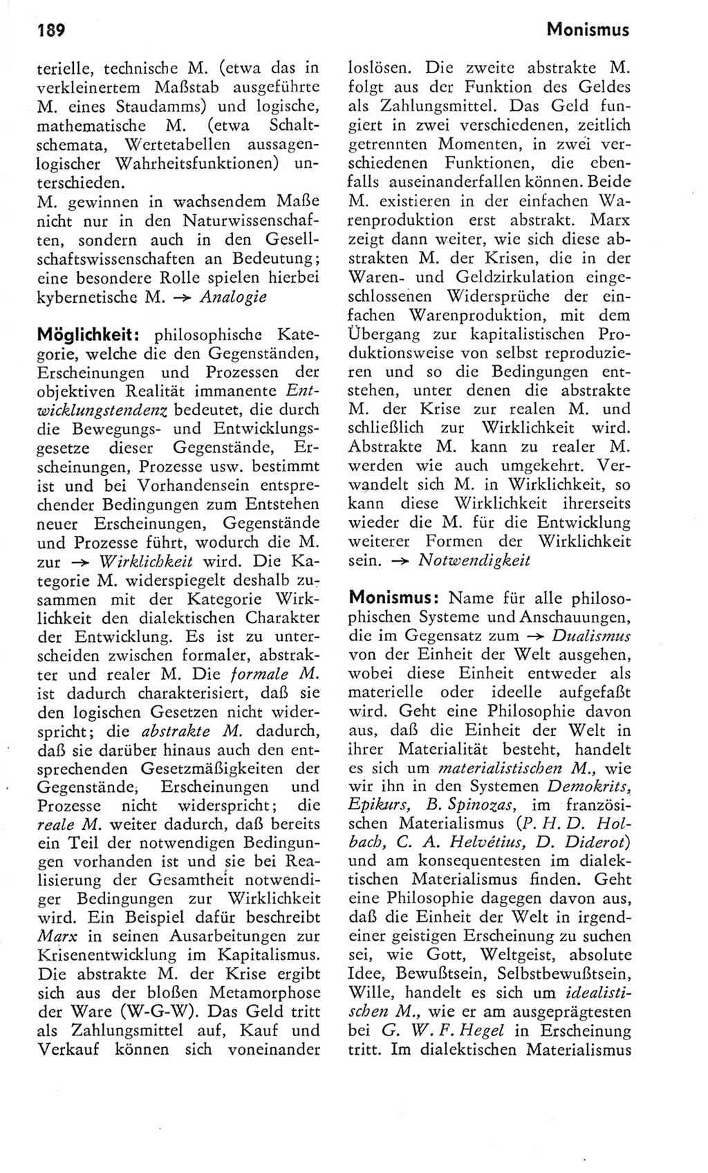 Kleines Wörterbuch der marxistisch-leninistischen Philosophie [Deutsche Demokratische Republik (DDR)] 1975, Seite 189 (Kl. Wb. ML Phil. DDR 1975, S. 189)
