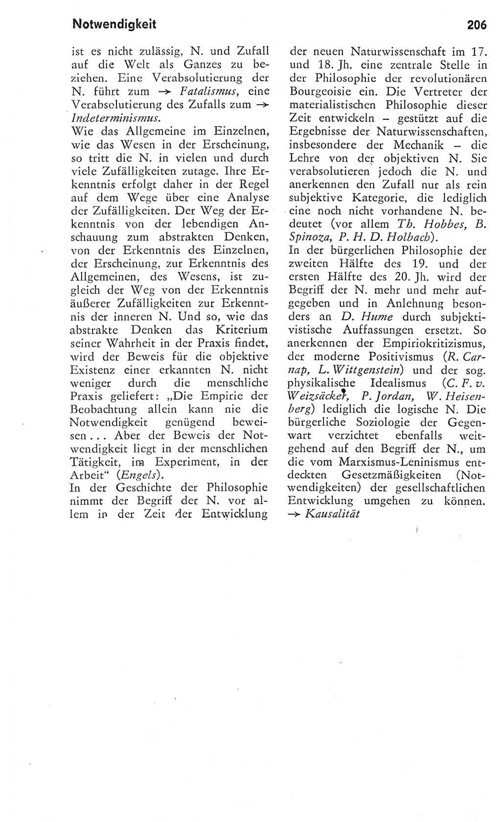 Kleines Wörterbuch der marxistisch-leninistischen Philosophie [Deutsche Demokratische Republik (DDR)] 1975, Seite 206 (Kl. Wb. ML Phil. DDR 1975, S. 206)