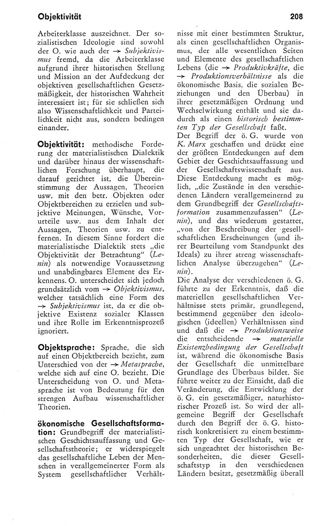 Kleines Wörterbuch der marxistisch-leninistischen Philosophie [Deutsche Demokratische Republik (DDR)] 1975, Seite 208 (Kl. Wb. ML Phil. DDR 1975, S. 208)