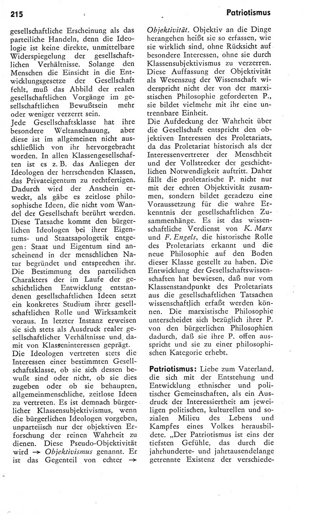 Kleines Wörterbuch der marxistisch-leninistischen Philosophie [Deutsche Demokratische Republik (DDR)] 1975, Seite 215 (Kl. Wb. ML Phil. DDR 1975, S. 215)