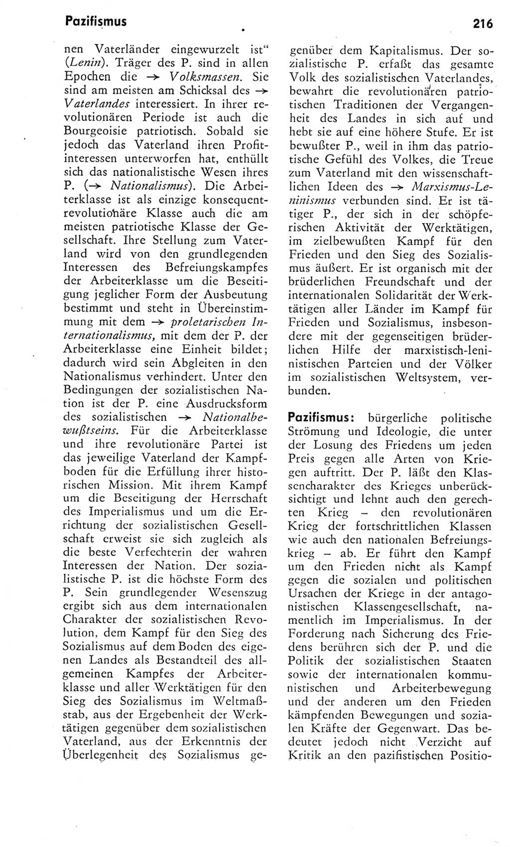 Kleines Wörterbuch der marxistisch-leninistischen Philosophie [Deutsche Demokratische Republik (DDR)] 1975, Seite 216 (Kl. Wb. ML Phil. DDR 1975, S. 216)