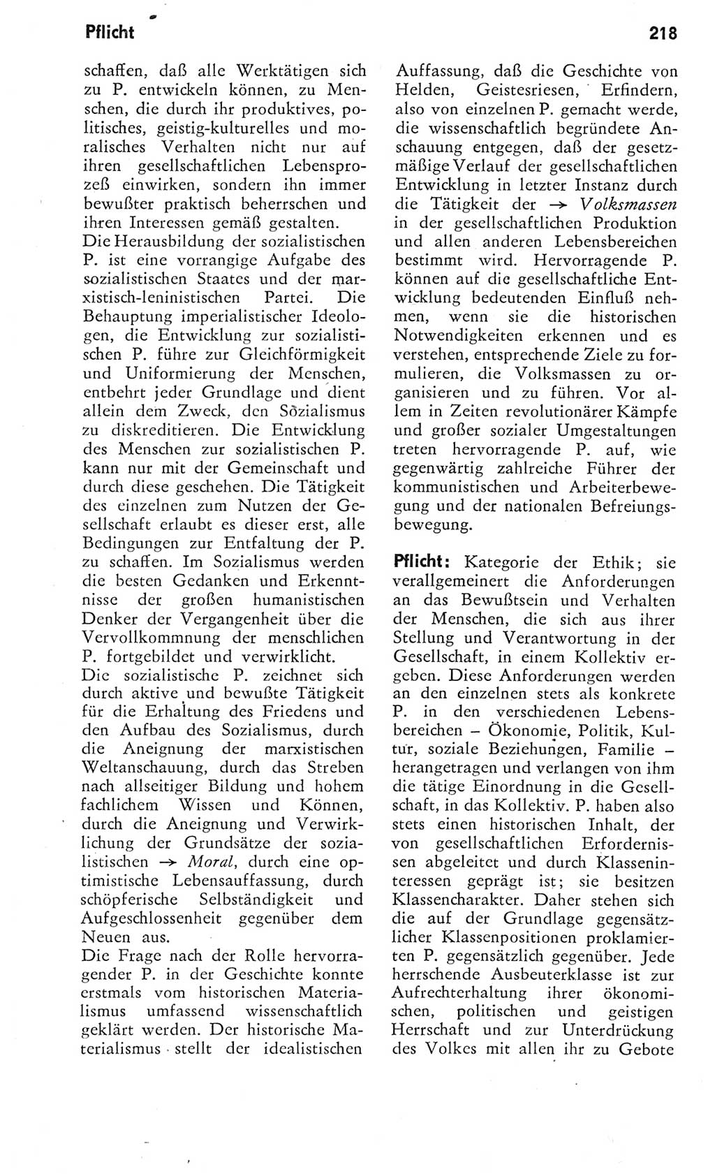 Kleines Wörterbuch der marxistisch-leninistischen Philosophie [Deutsche Demokratische Republik (DDR)] 1975, Seite 218 (Kl. Wb. ML Phil. DDR 1975, S. 218)