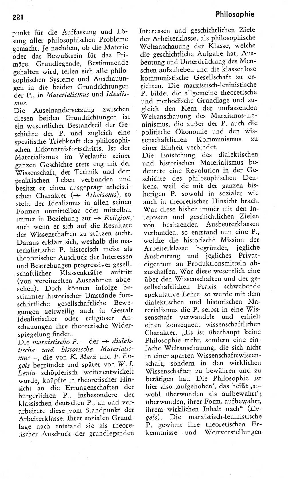Kleines Wörterbuch der marxistisch-leninistischen Philosophie [Deutsche Demokratische Republik (DDR)] 1975, Seite 221 (Kl. Wb. ML Phil. DDR 1975, S. 221)