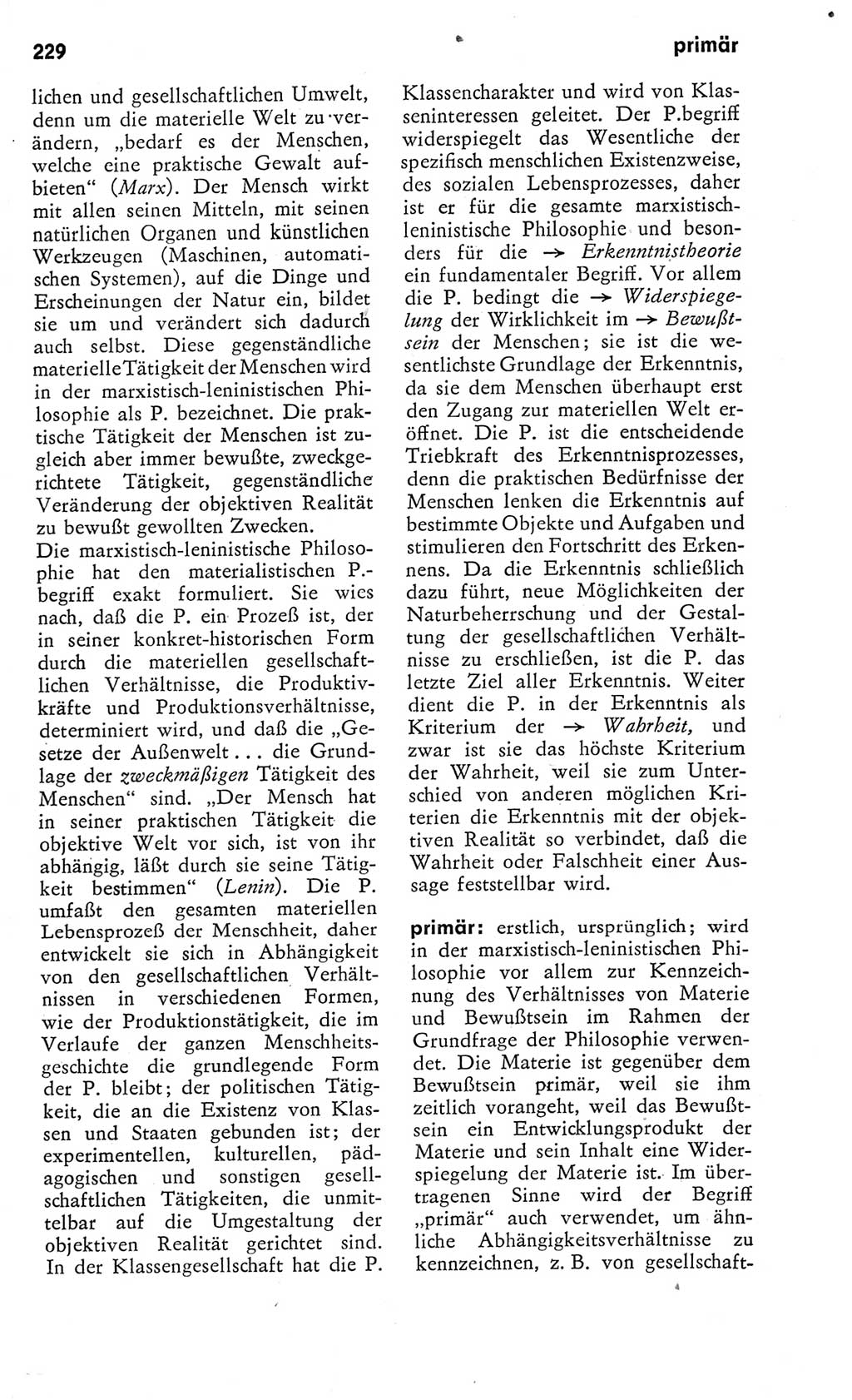 Kleines Wörterbuch der marxistisch-leninistischen Philosophie [Deutsche Demokratische Republik (DDR)] 1975, Seite 229 (Kl. Wb. ML Phil. DDR 1975, S. 229)