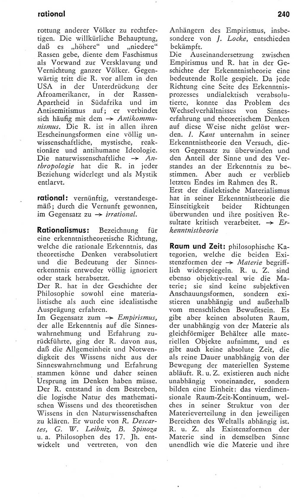 Kleines Wörterbuch der marxistisch-leninistischen Philosophie [Deutsche Demokratische Republik (DDR)] 1975, Seite 240 (Kl. Wb. ML Phil. DDR 1975, S. 240)