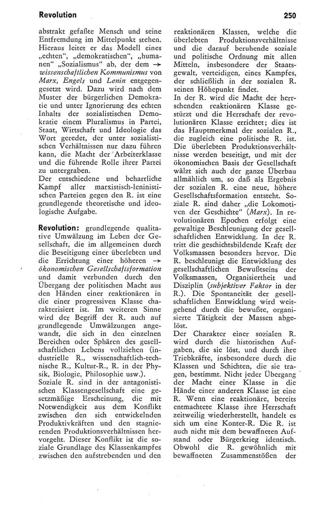 Kleines Wörterbuch der marxistisch-leninistischen Philosophie [Deutsche Demokratische Republik (DDR)] 1975, Seite 250 (Kl. Wb. ML Phil. DDR 1975, S. 250)