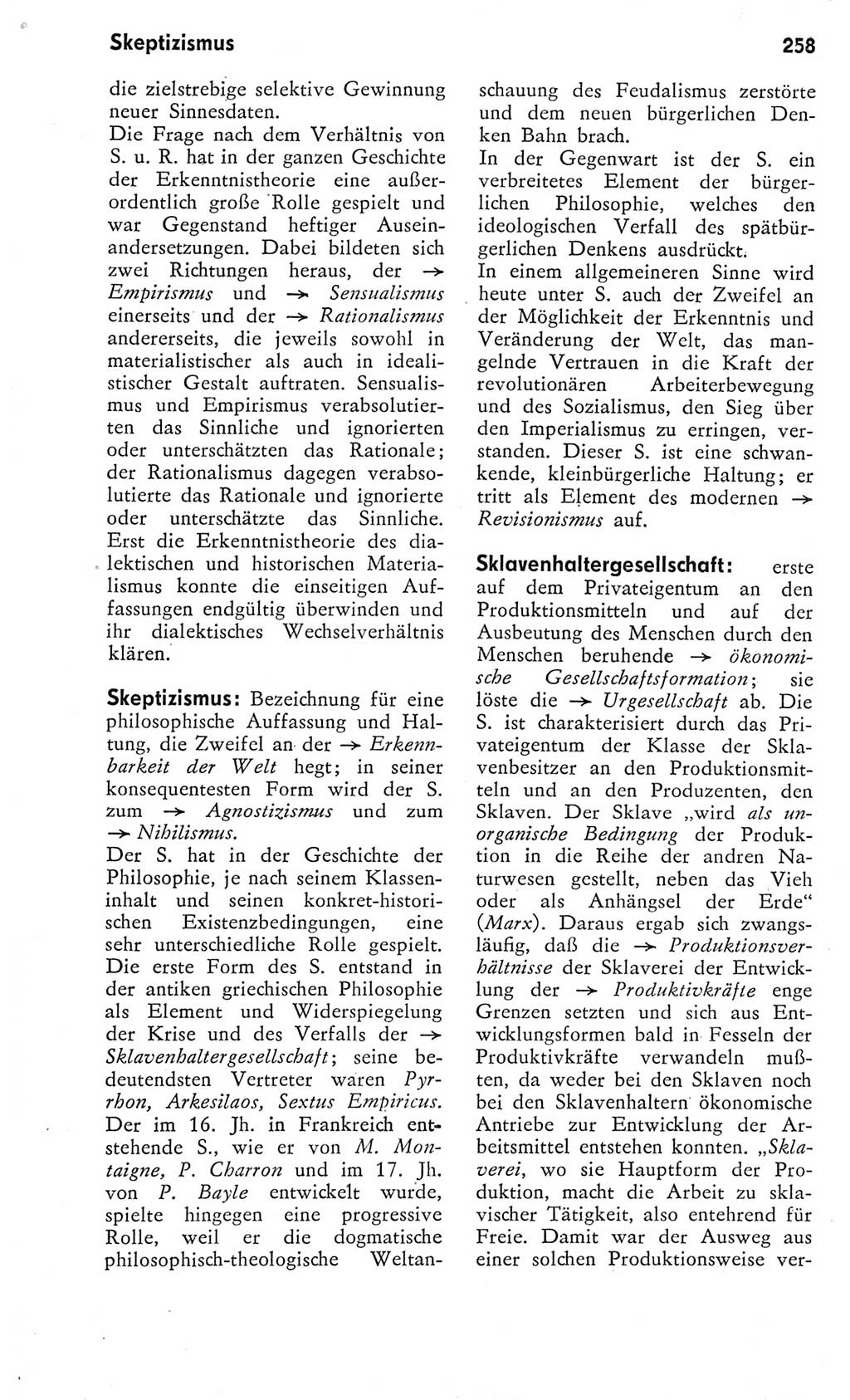 Kleines Wörterbuch der marxistisch-leninistischen Philosophie [Deutsche Demokratische Republik (DDR)] 1975, Seite 258 (Kl. Wb. ML Phil. DDR 1975, S. 258)