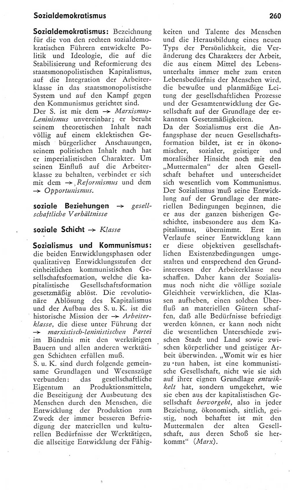 Kleines Wörterbuch der marxistisch-leninistischen Philosophie [Deutsche Demokratische Republik (DDR)] 1975, Seite 260 (Kl. Wb. ML Phil. DDR 1975, S. 260)