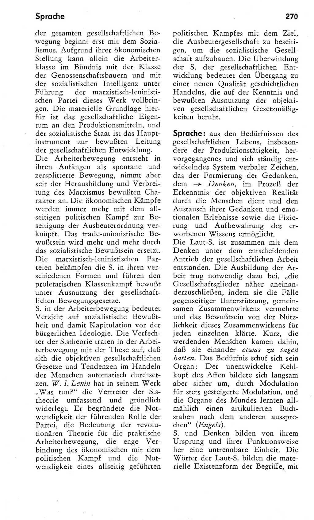Kleines Wörterbuch der marxistisch-leninistischen Philosophie [Deutsche Demokratische Republik (DDR)] 1975, Seite 270 (Kl. Wb. ML Phil. DDR 1975, S. 270)