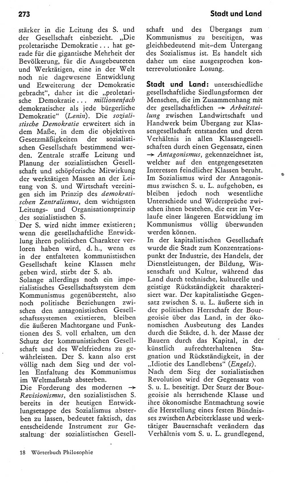 Kleines Wörterbuch der marxistisch-leninistischen Philosophie [Deutsche Demokratische Republik (DDR)] 1975, Seite 273 (Kl. Wb. ML Phil. DDR 1975, S. 273)