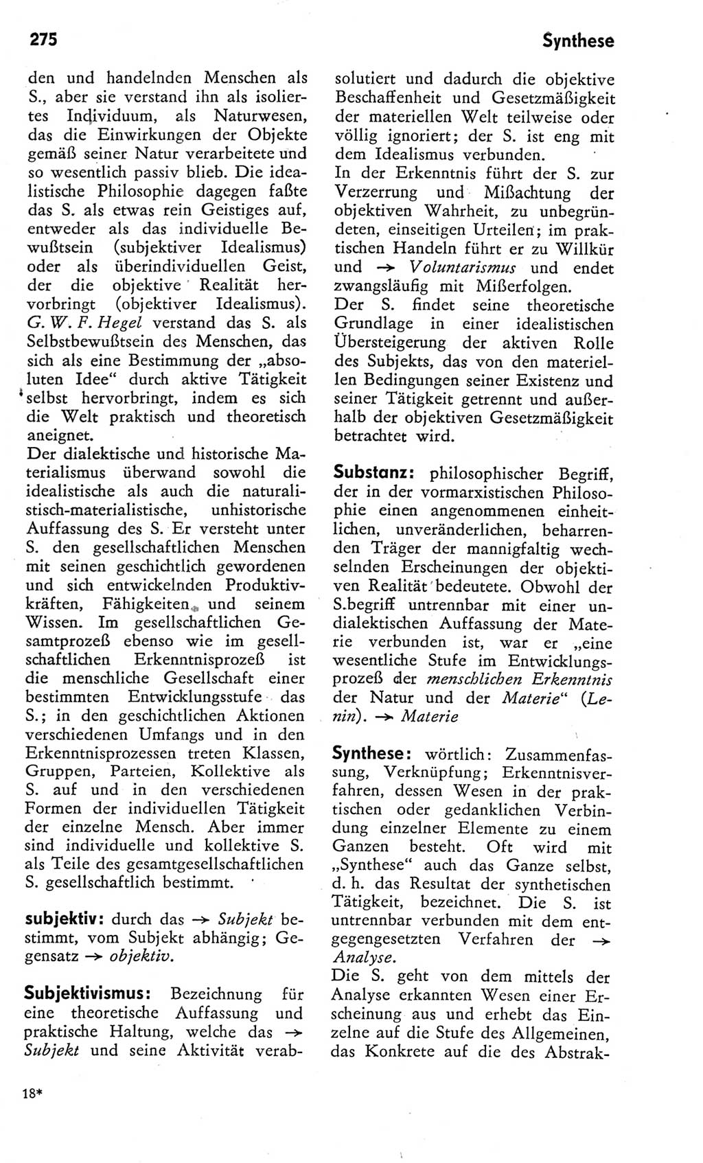 Kleines Wörterbuch der marxistisch-leninistischen Philosophie [Deutsche Demokratische Republik (DDR)] 1975, Seite 275 (Kl. Wb. ML Phil. DDR 1975, S. 275)