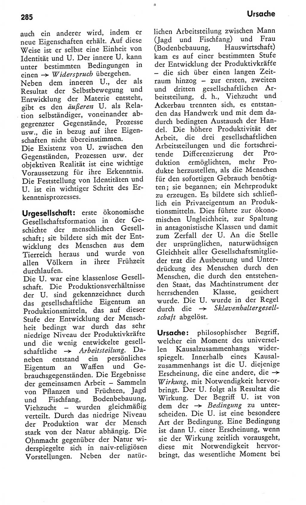 Kleines Wörterbuch der marxistisch-leninistischen Philosophie [Deutsche Demokratische Republik (DDR)] 1975, Seite 285 (Kl. Wb. ML Phil. DDR 1975, S. 285)