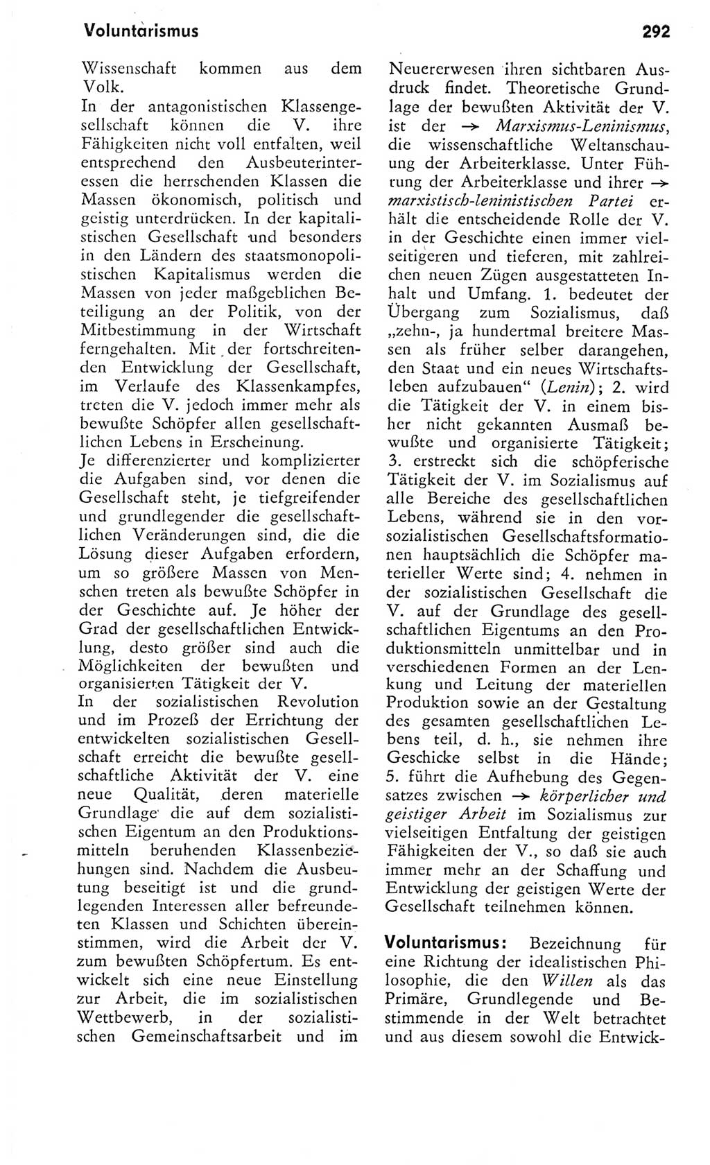 Kleines Wörterbuch der marxistisch-leninistischen Philosophie [Deutsche Demokratische Republik (DDR)] 1975, Seite 292 (Kl. Wb. ML Phil. DDR 1975, S. 292)