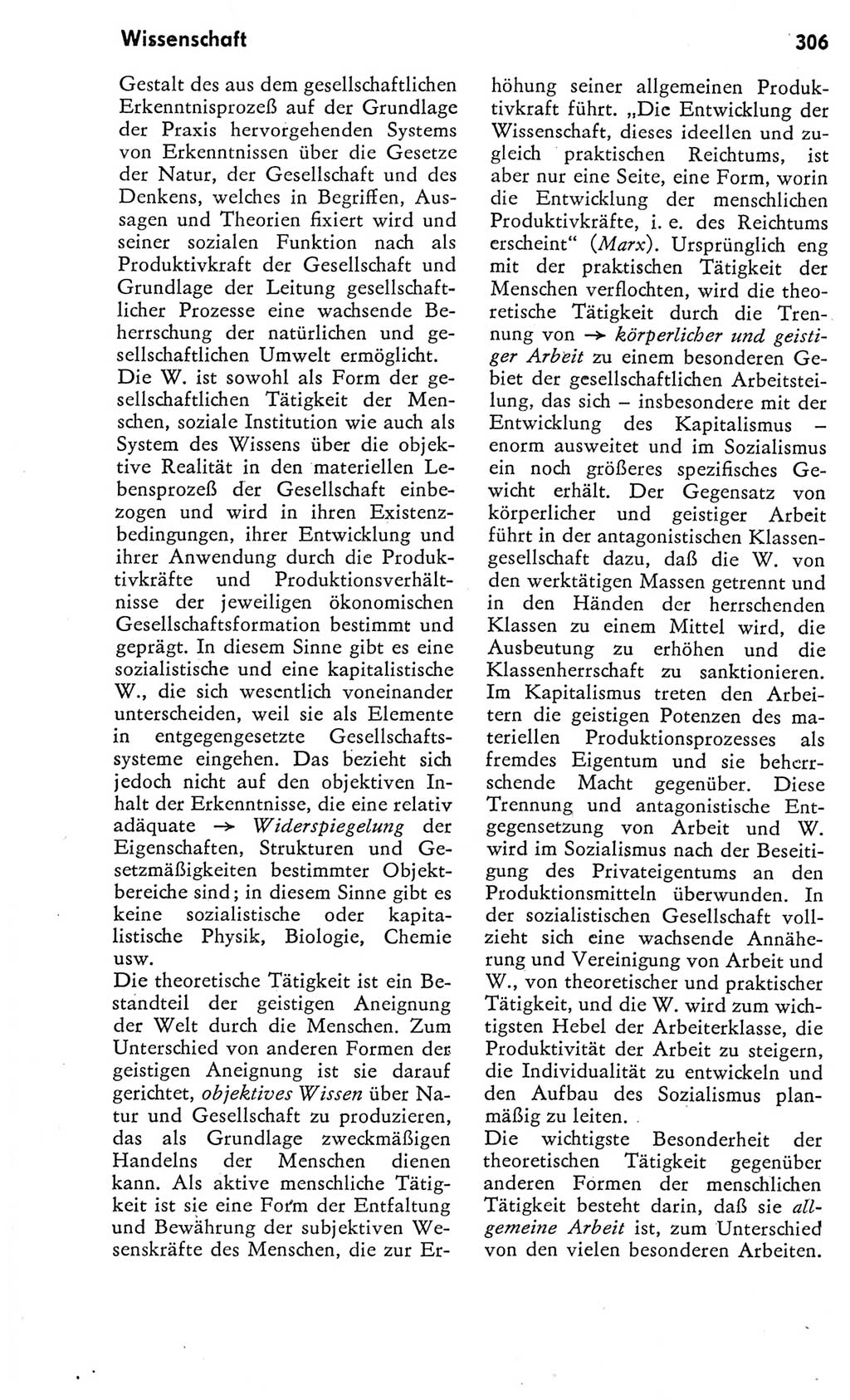 Kleines Wörterbuch der marxistisch-leninistischen Philosophie [Deutsche Demokratische Republik (DDR)] 1975, Seite 306 (Kl. Wb. ML Phil. DDR 1975, S. 306)
