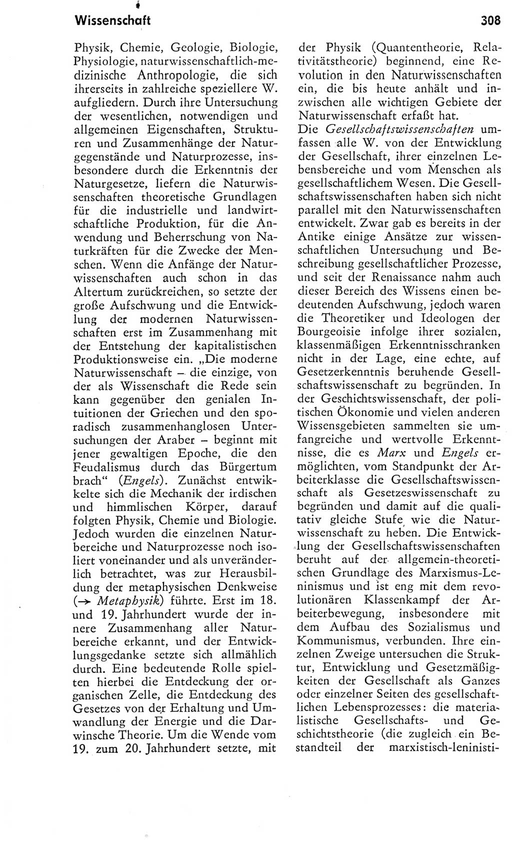 Kleines Wörterbuch der marxistisch-leninistischen Philosophie [Deutsche Demokratische Republik (DDR)] 1975, Seite 308 (Kl. Wb. ML Phil. DDR 1975, S. 308)