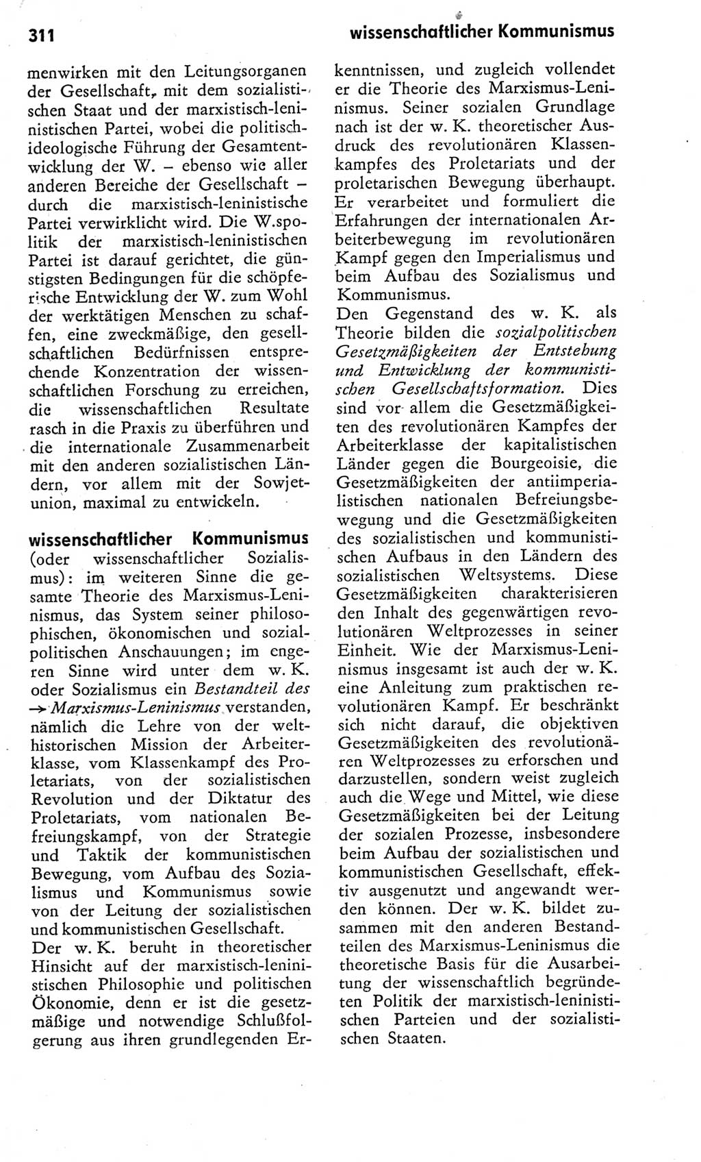 Kleines Wörterbuch der marxistisch-leninistischen Philosophie [Deutsche Demokratische Republik (DDR)] 1975, Seite 311 (Kl. Wb. ML Phil. DDR 1975, S. 311)