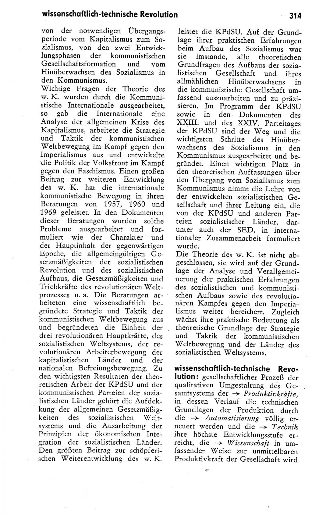 Kleines Wörterbuch der marxistisch-leninistischen Philosophie [Deutsche Demokratische Republik (DDR)] 1975, Seite 314 (Kl. Wb. ML Phil. DDR 1975, S. 314)
