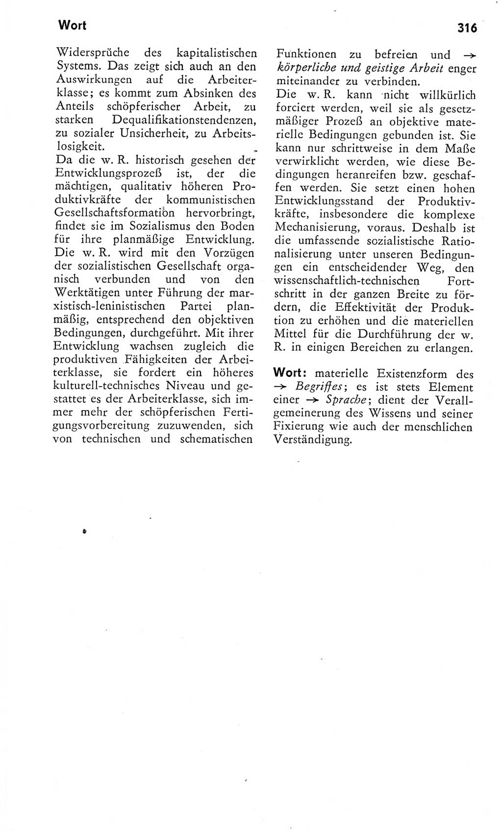 Kleines Wörterbuch der marxistisch-leninistischen Philosophie [Deutsche Demokratische Republik (DDR)] 1975, Seite 316 (Kl. Wb. ML Phil. DDR 1975, S. 316)