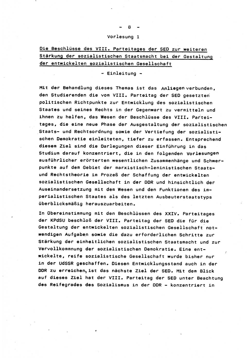 Marxistisch-leninistische Staats- und Rechtstheorie [Deutsche Demokratische Republik (DDR)] 1975, Seite 8 (ML St.-R.-Th. DDR 1975, S. 8)