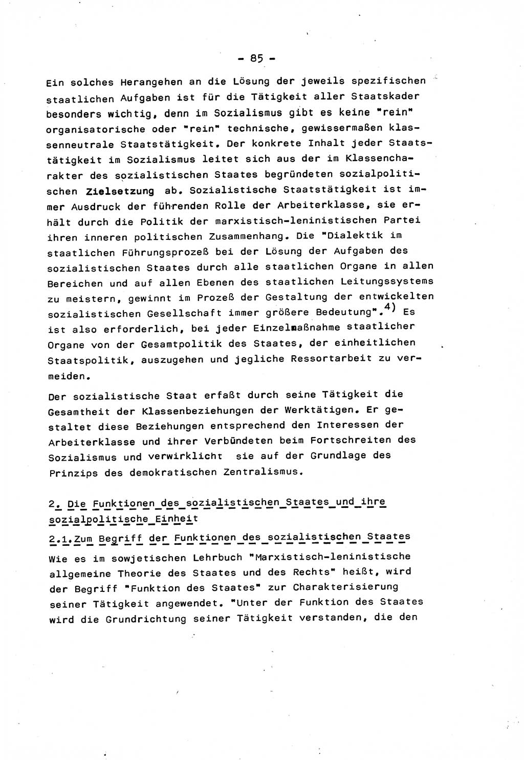 Marxistisch-leninistische Staats- und Rechtstheorie [Deutsche Demokratische Republik (DDR)] 1975, Seite 85 (ML St.-R.-Th. DDR 1975, S. 85)