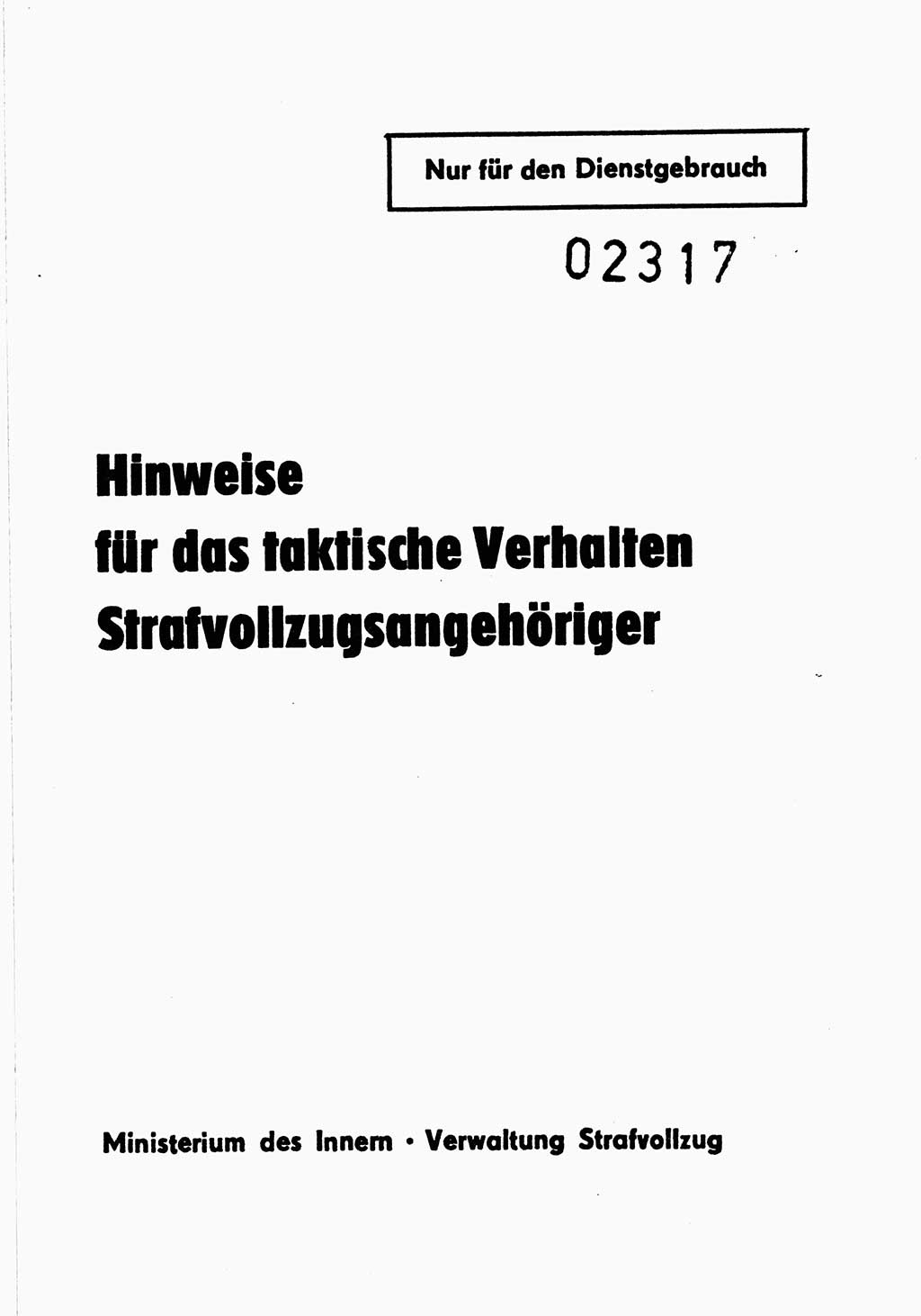 Merkbuch für SV-Angehörige [Strafvollzug (SV) Deutsche Demokratische Republik (DDR)] 1975, Seite 1 (SV-Angeh. DDR 1975, S. 1)