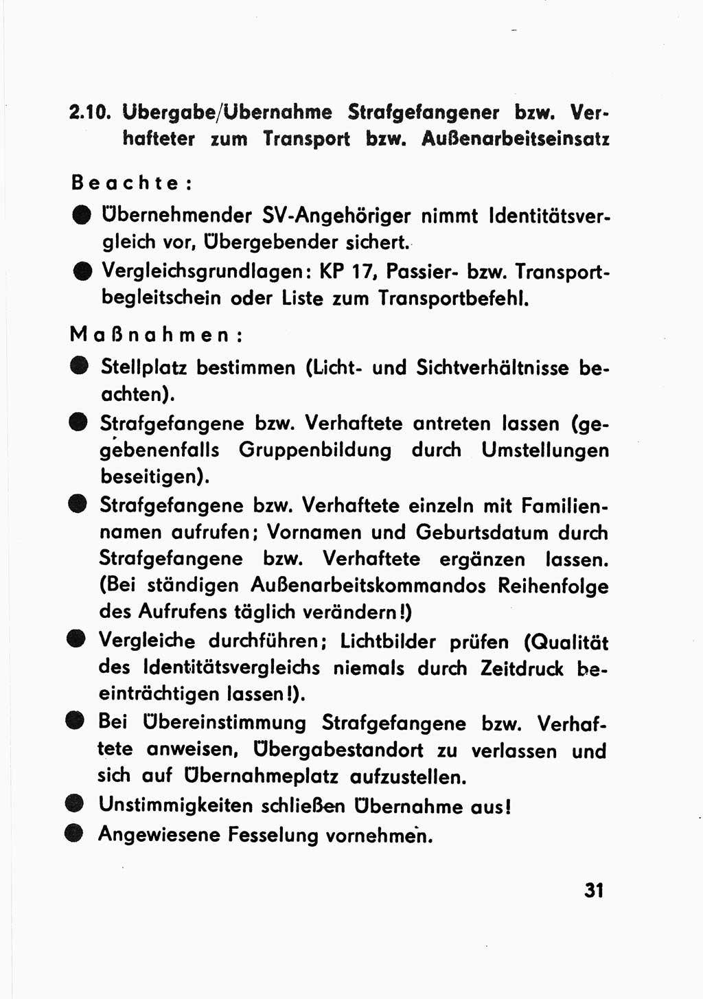 Merkbuch für SV-Angehörige [Strafvollzug (SV) Deutsche Demokratische Republik (DDR)] 1975, Seite 31 (SV-Angeh. DDR 1975, S. 31)