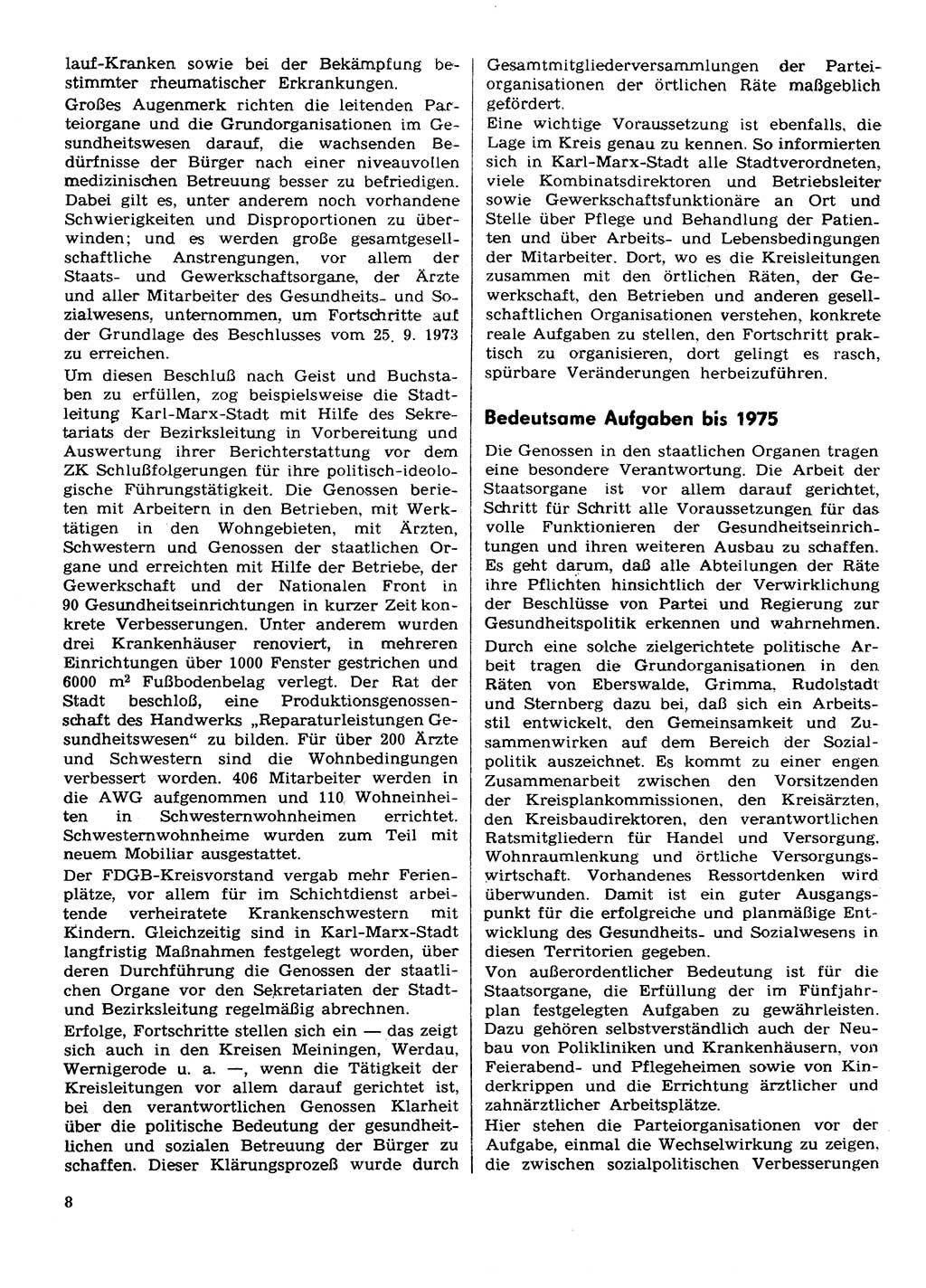 Neuer Weg (NW), Organ des Zentralkomitees (ZK) der SED (Sozialistische Einheitspartei Deutschlands) für Fragen des Parteilebens, 30. Jahrgang [Deutsche Demokratische Republik (DDR)] 1975, Seite 8 (NW ZK SED DDR 1975, S. 8)