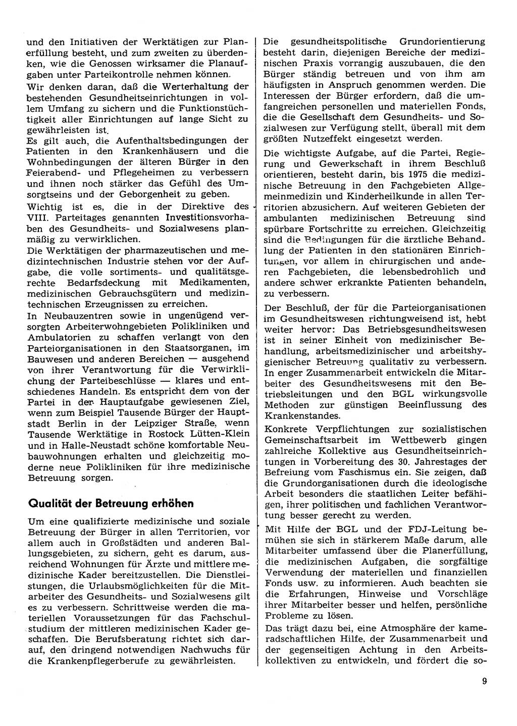Neuer Weg (NW), Organ des Zentralkomitees (ZK) der SED (Sozialistische Einheitspartei Deutschlands) für Fragen des Parteilebens, 30. Jahrgang [Deutsche Demokratische Republik (DDR)] 1975, Seite 9 (NW ZK SED DDR 1975, S. 9)