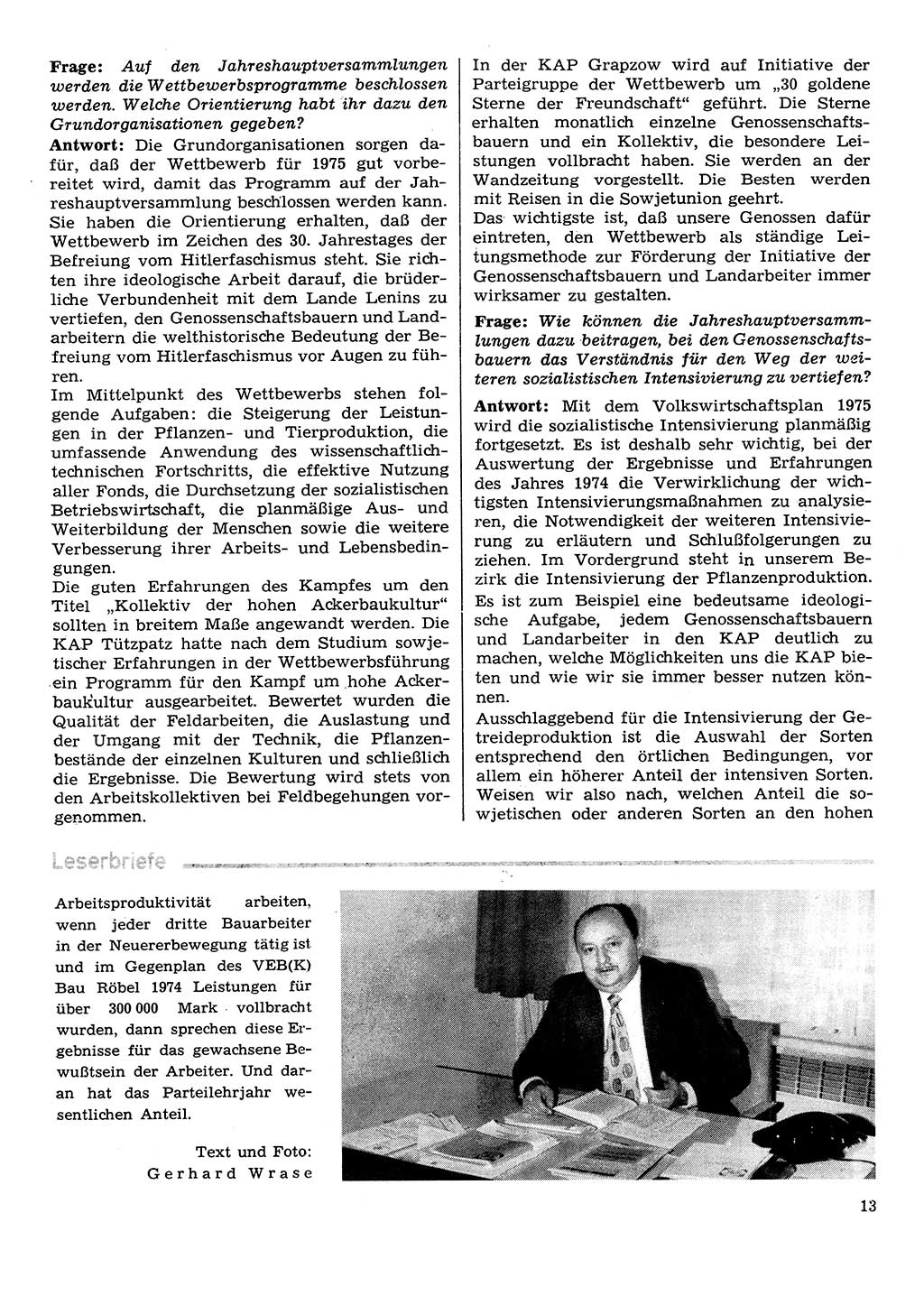 Neuer Weg (NW), Organ des Zentralkomitees (ZK) der SED (Sozialistische Einheitspartei Deutschlands) für Fragen des Parteilebens, 30. Jahrgang [Deutsche Demokratische Republik (DDR)] 1975, Seite 13 (NW ZK SED DDR 1975, S. 13)