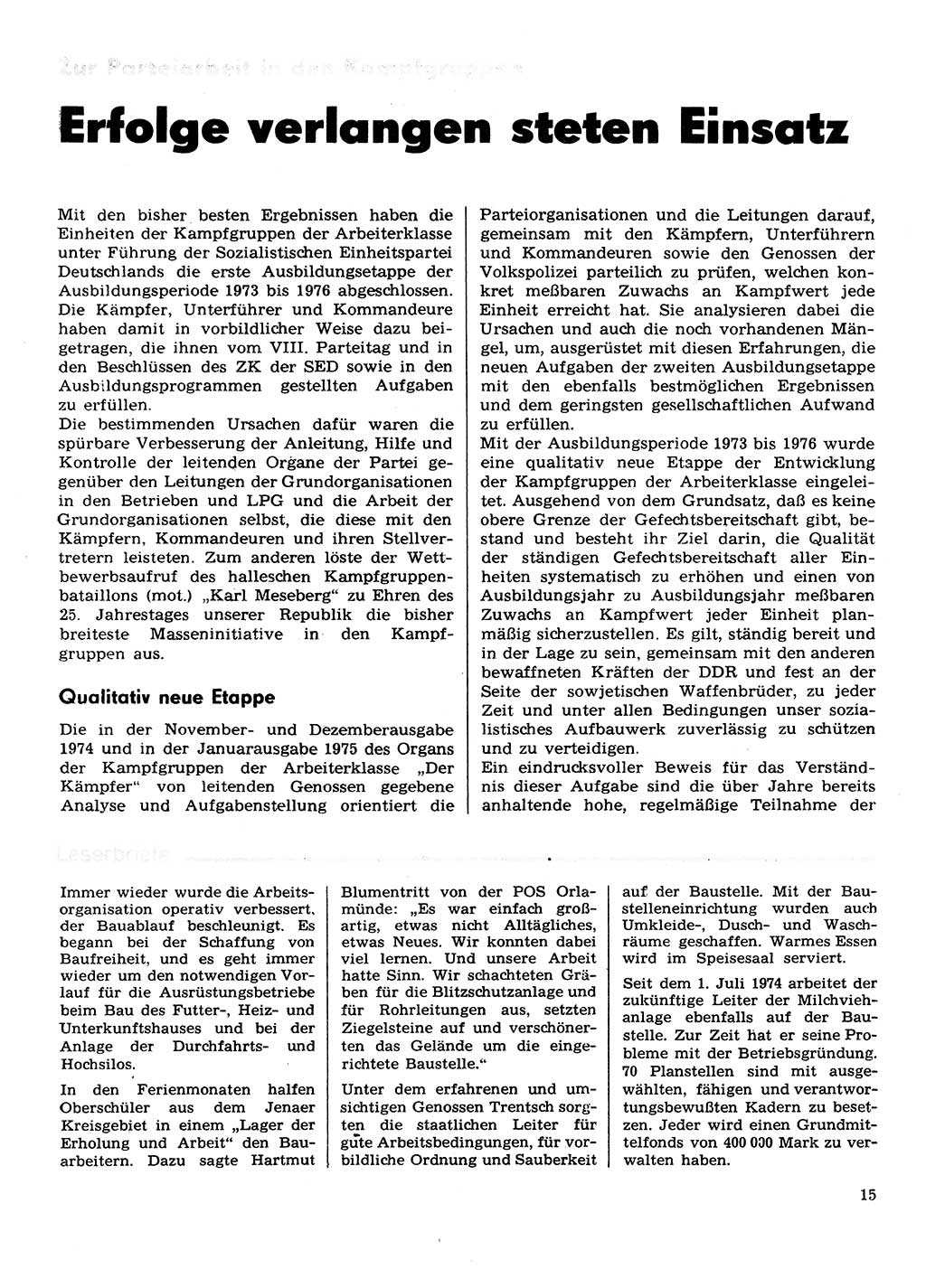 Neuer Weg (NW), Organ des Zentralkomitees (ZK) der SED (Sozialistische Einheitspartei Deutschlands) für Fragen des Parteilebens, 30. Jahrgang [Deutsche Demokratische Republik (DDR)] 1975, Seite 15 (NW ZK SED DDR 1975, S. 15)