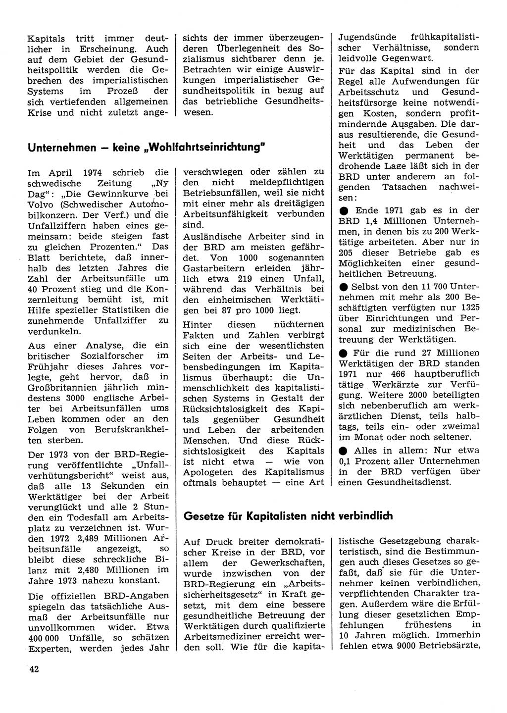 Neuer Weg (NW), Organ des Zentralkomitees (ZK) der SED (Sozialistische Einheitspartei Deutschlands) für Fragen des Parteilebens, 30. Jahrgang [Deutsche Demokratische Republik (DDR)] 1975, Seite 42 (NW ZK SED DDR 1975, S. 42)