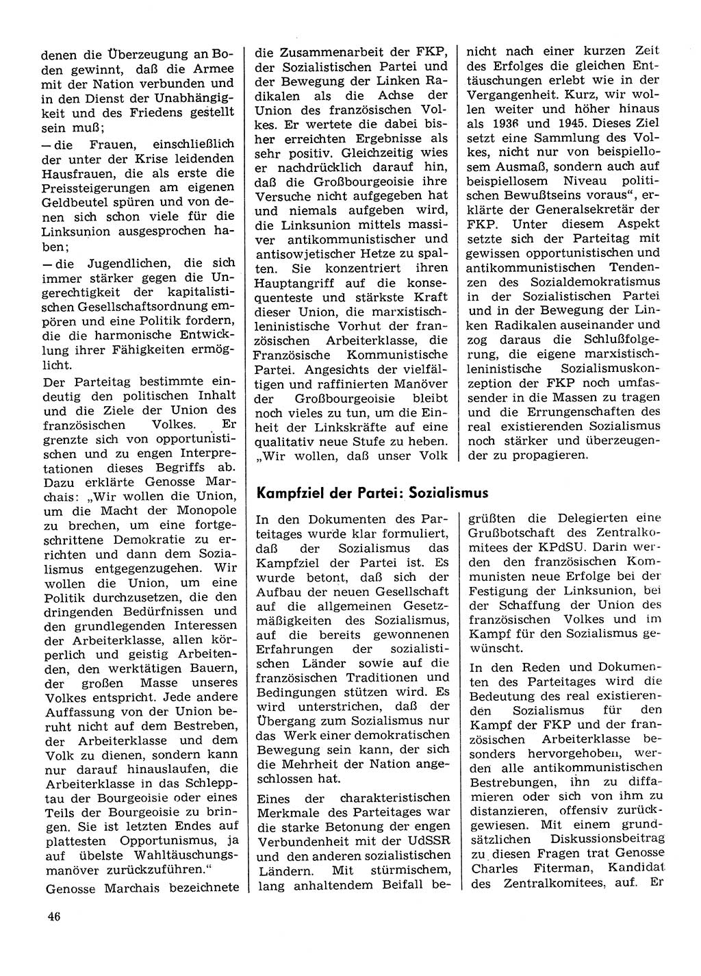Neuer Weg (NW), Organ des Zentralkomitees (ZK) der SED (Sozialistische Einheitspartei Deutschlands) für Fragen des Parteilebens, 30. Jahrgang [Deutsche Demokratische Republik (DDR)] 1975, Seite 46 (NW ZK SED DDR 1975, S. 46)