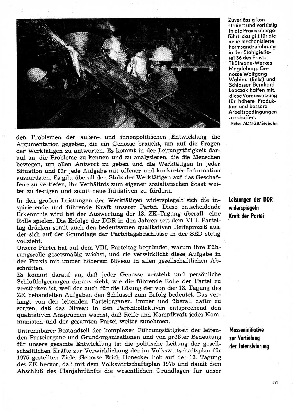 Neuer Weg (NW), Organ des Zentralkomitees (ZK) der SED (Sozialistische Einheitspartei Deutschlands) für Fragen des Parteilebens, 30. Jahrgang [Deutsche Demokratische Republik (DDR)] 1975, Seite 51 (NW ZK SED DDR 1975, S. 51)